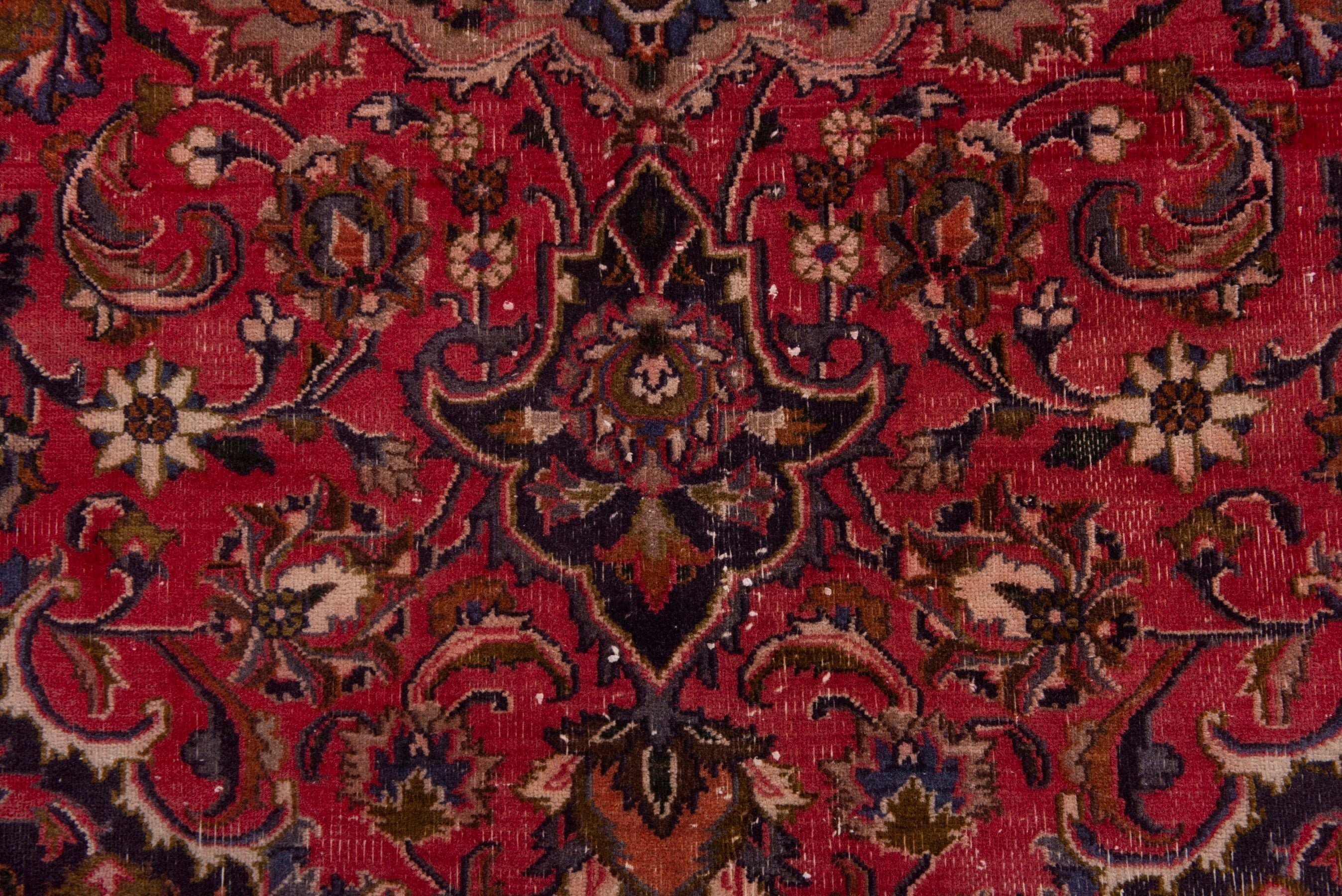 Persian Mashhad area rug in deep red and dark brown, view 11 of 18