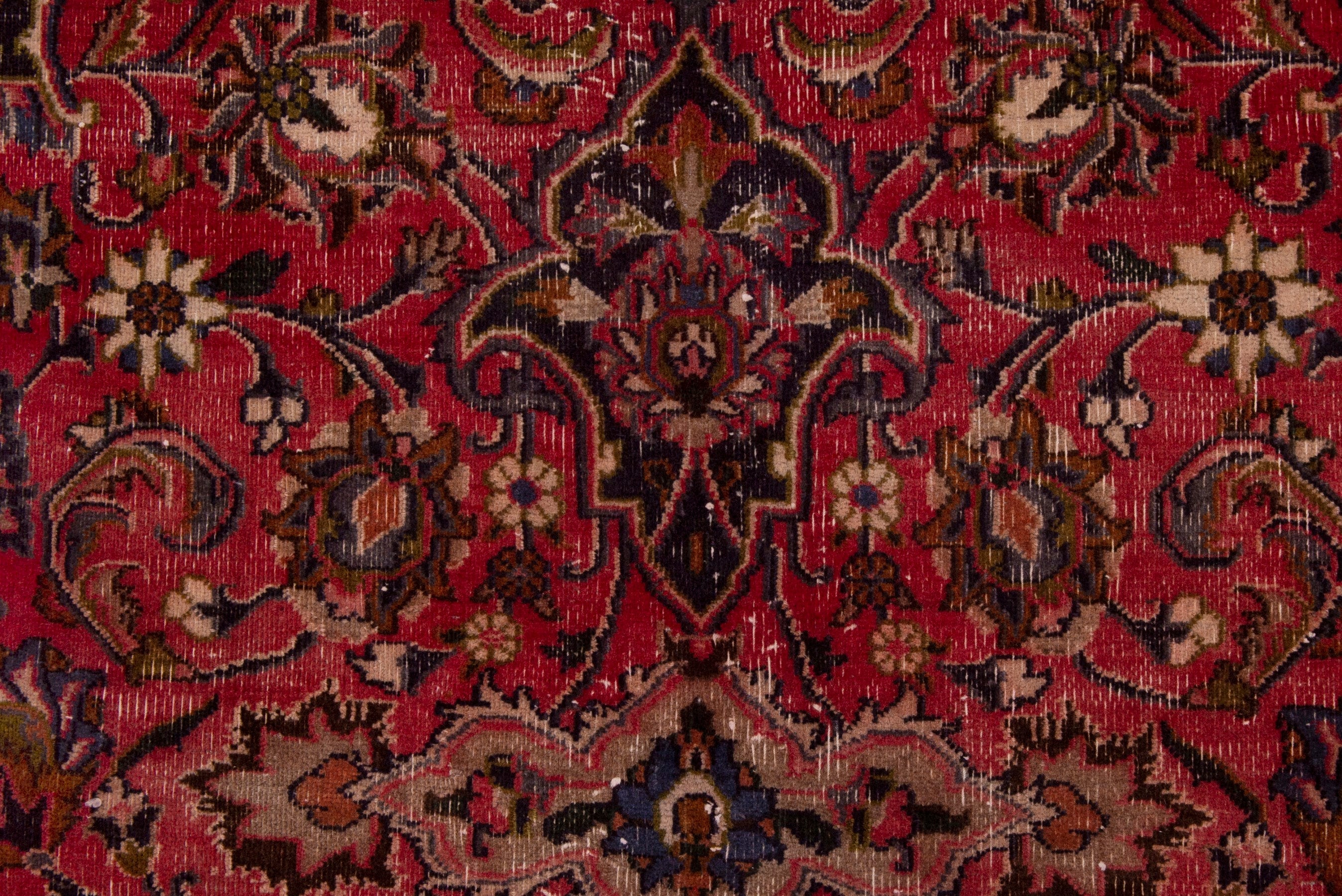 Persian Mashhad area rug in deep red and dark brown, view 13 of 18