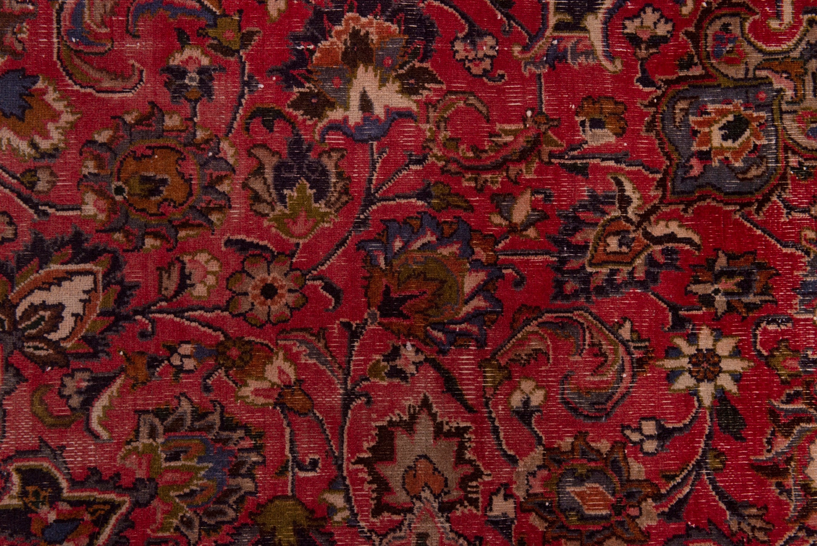 Persian Mashhad area rug in deep red and dark brown, view 14 of 18