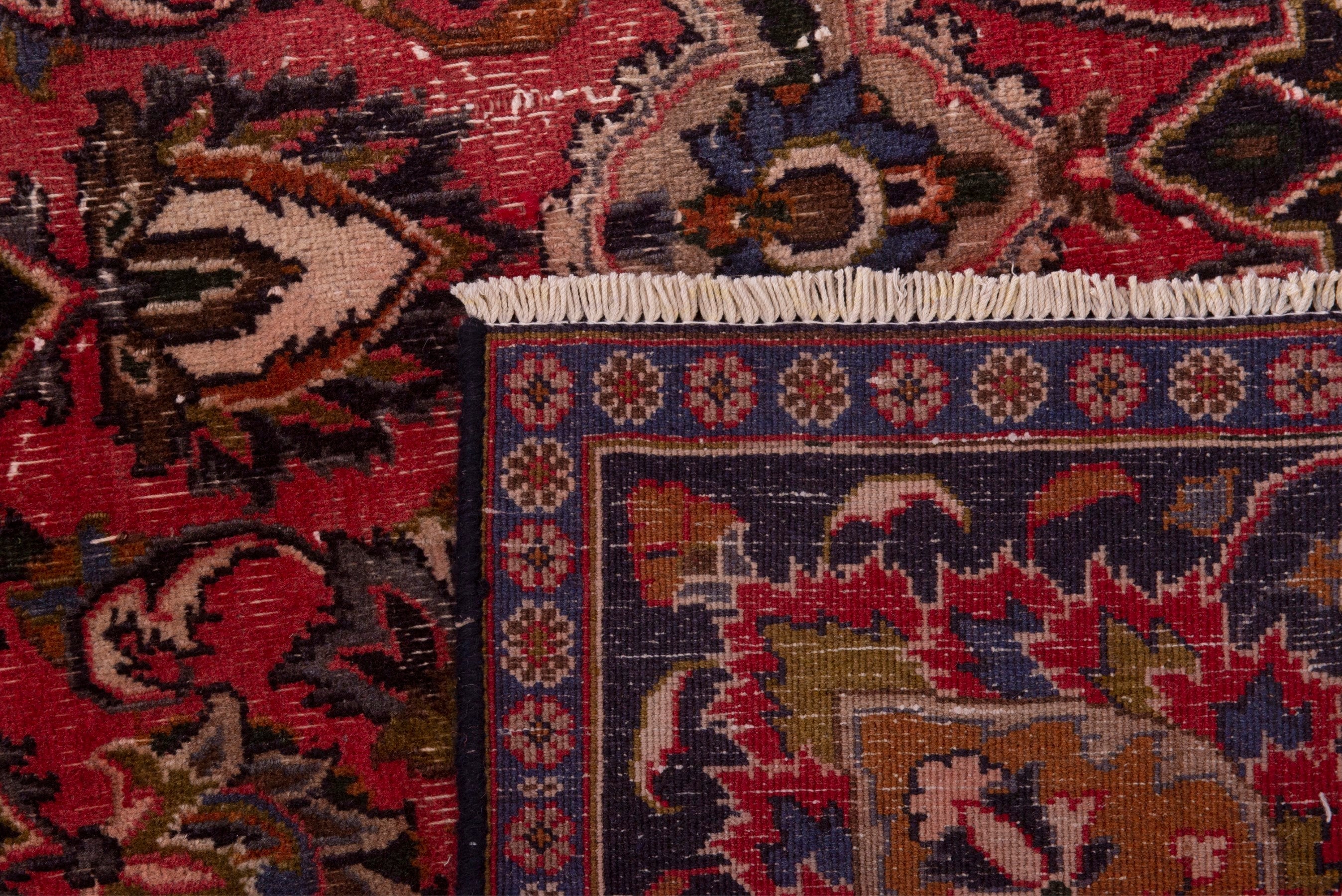 Persian Mashhad area rug in deep red and dark brown, view 18 of 18