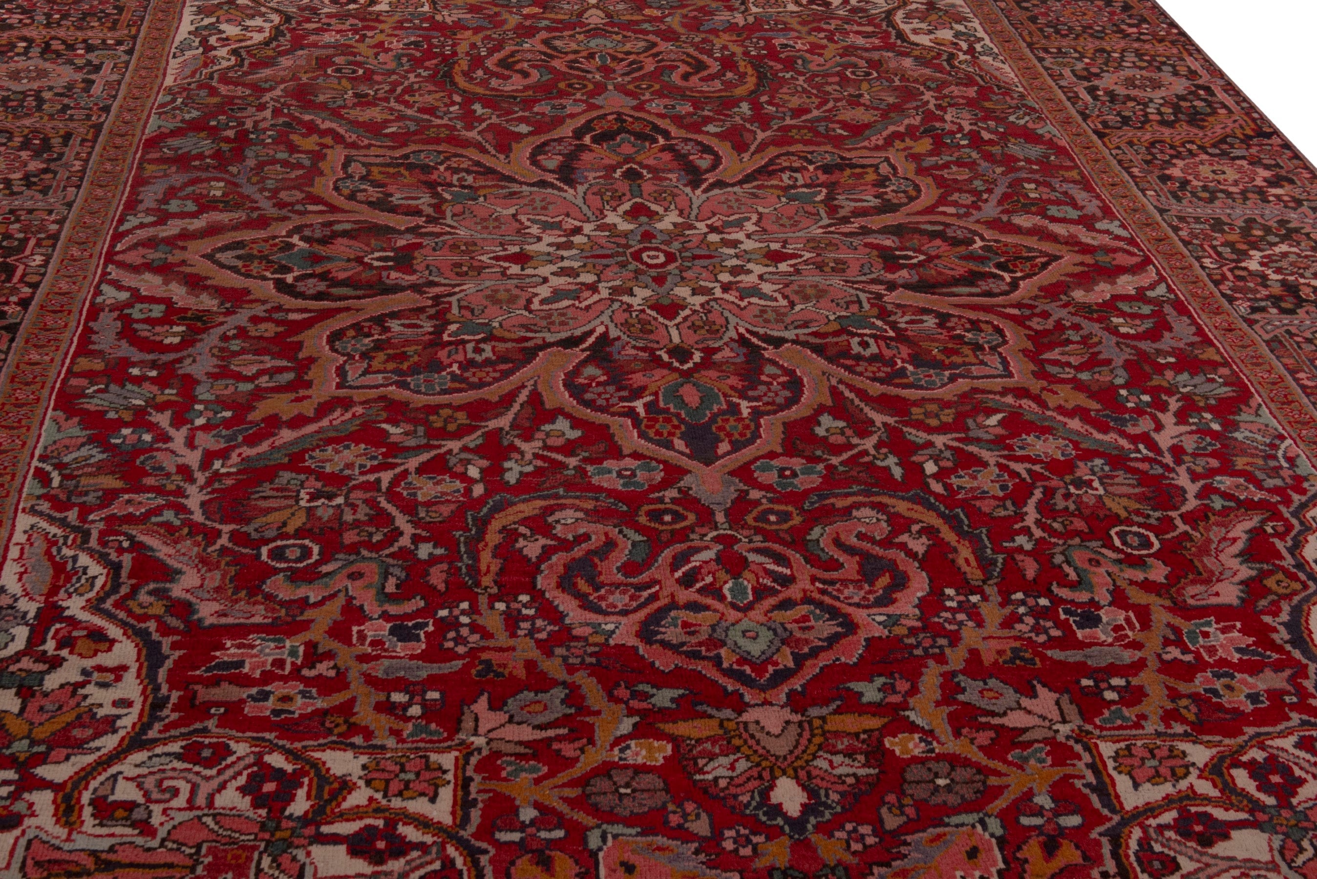 Persian Heriz oversized rug in deep red and dark brown, view 10 of 20