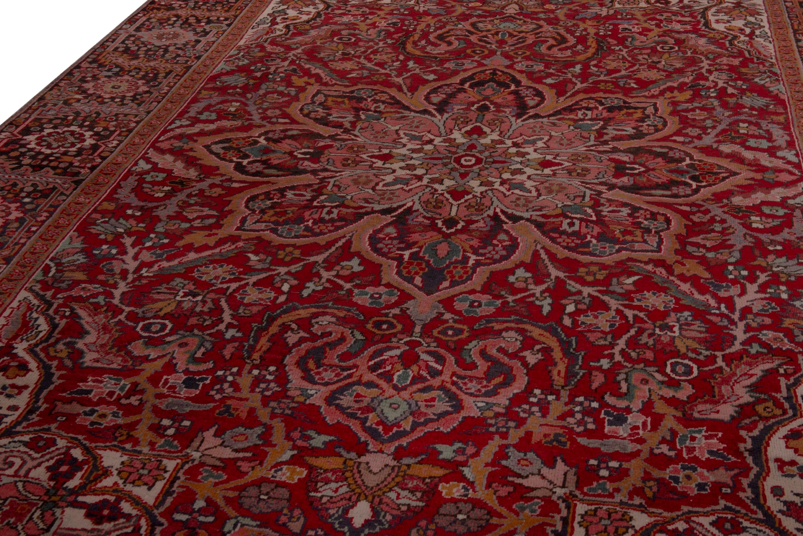 Persian Heriz oversized rug in deep red and dark brown, view 9 of 20