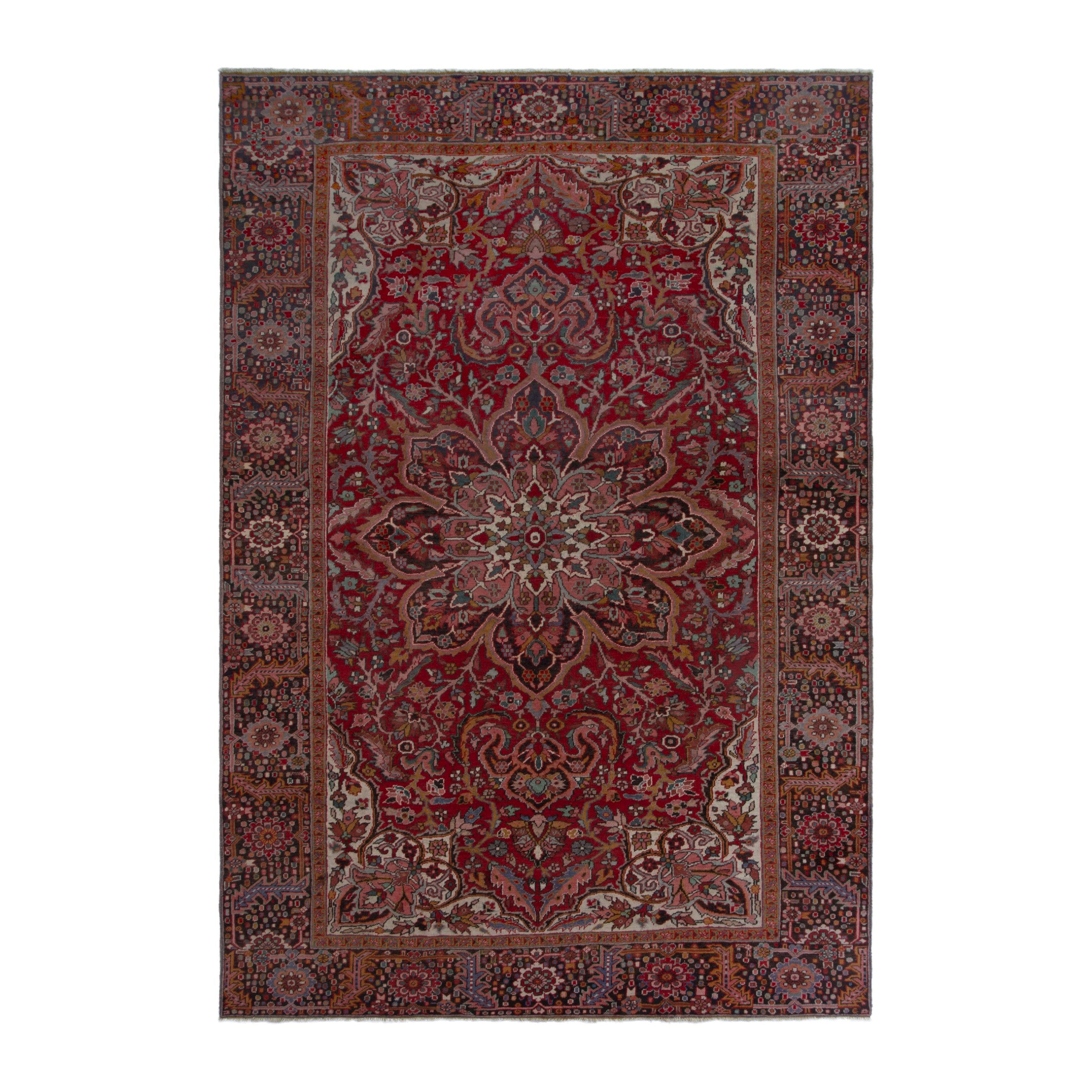 Persian Heriz oversized rug in deep red and dark brown, 8'4" x 12'11"