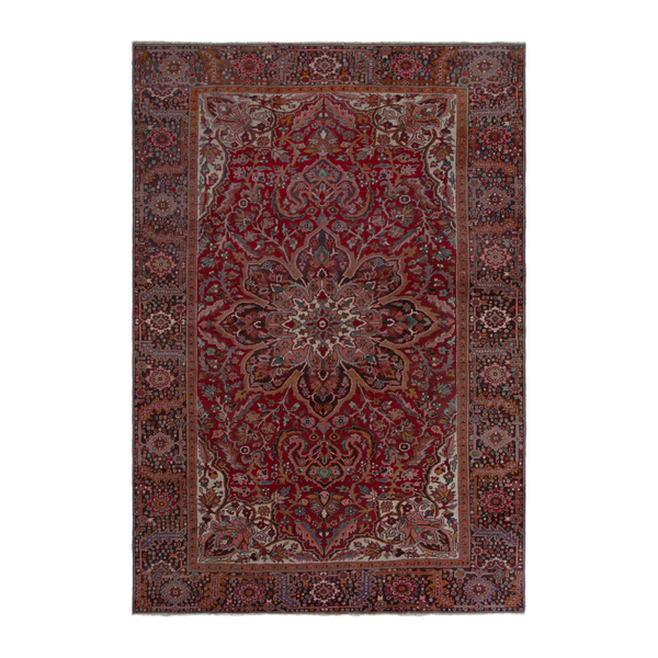 Persian Heriz oversized rug in deep red and dark brown, 8'4" x 12'11"