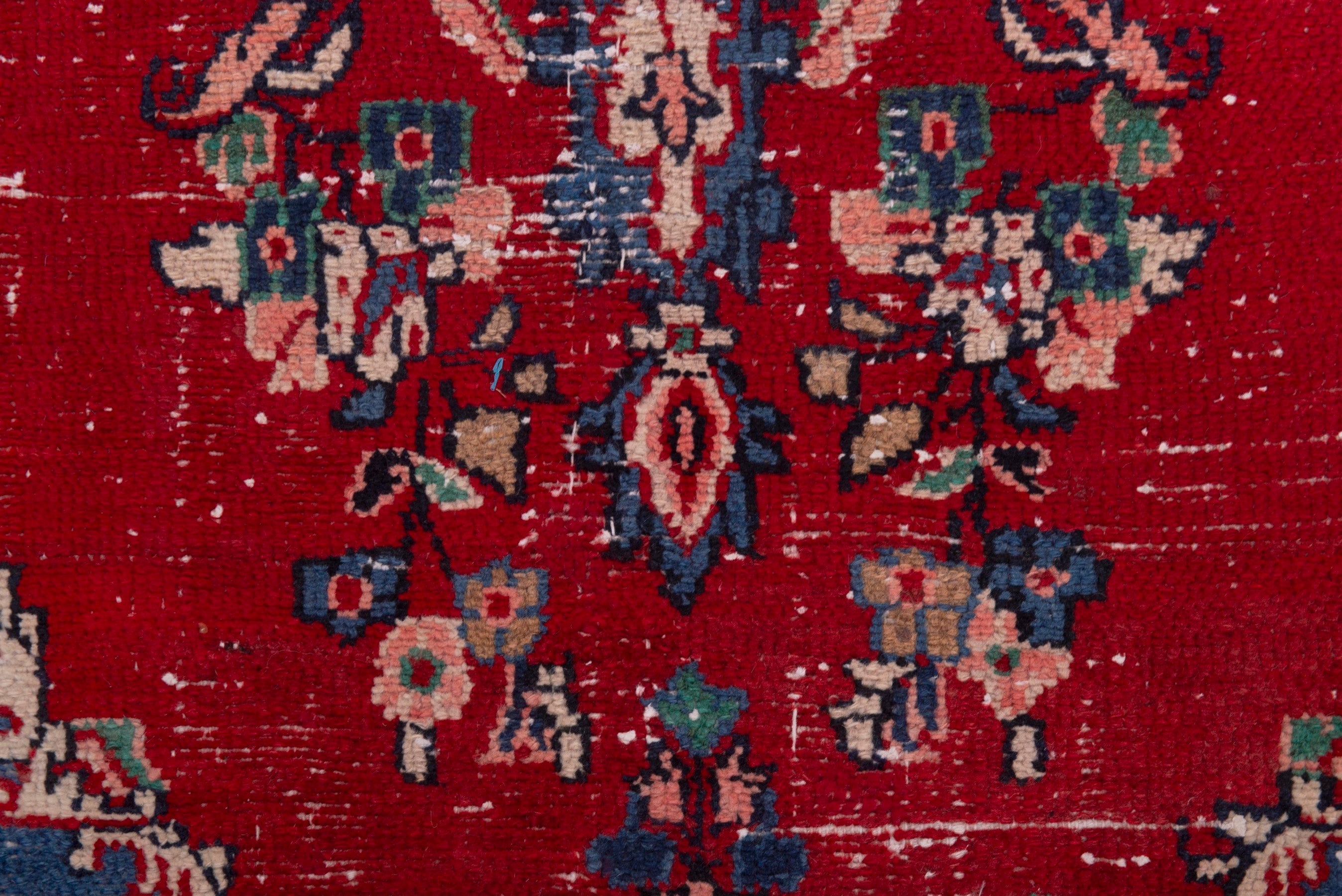 Persian Hamedan accent rug in deep red and denim, view 11 of 18