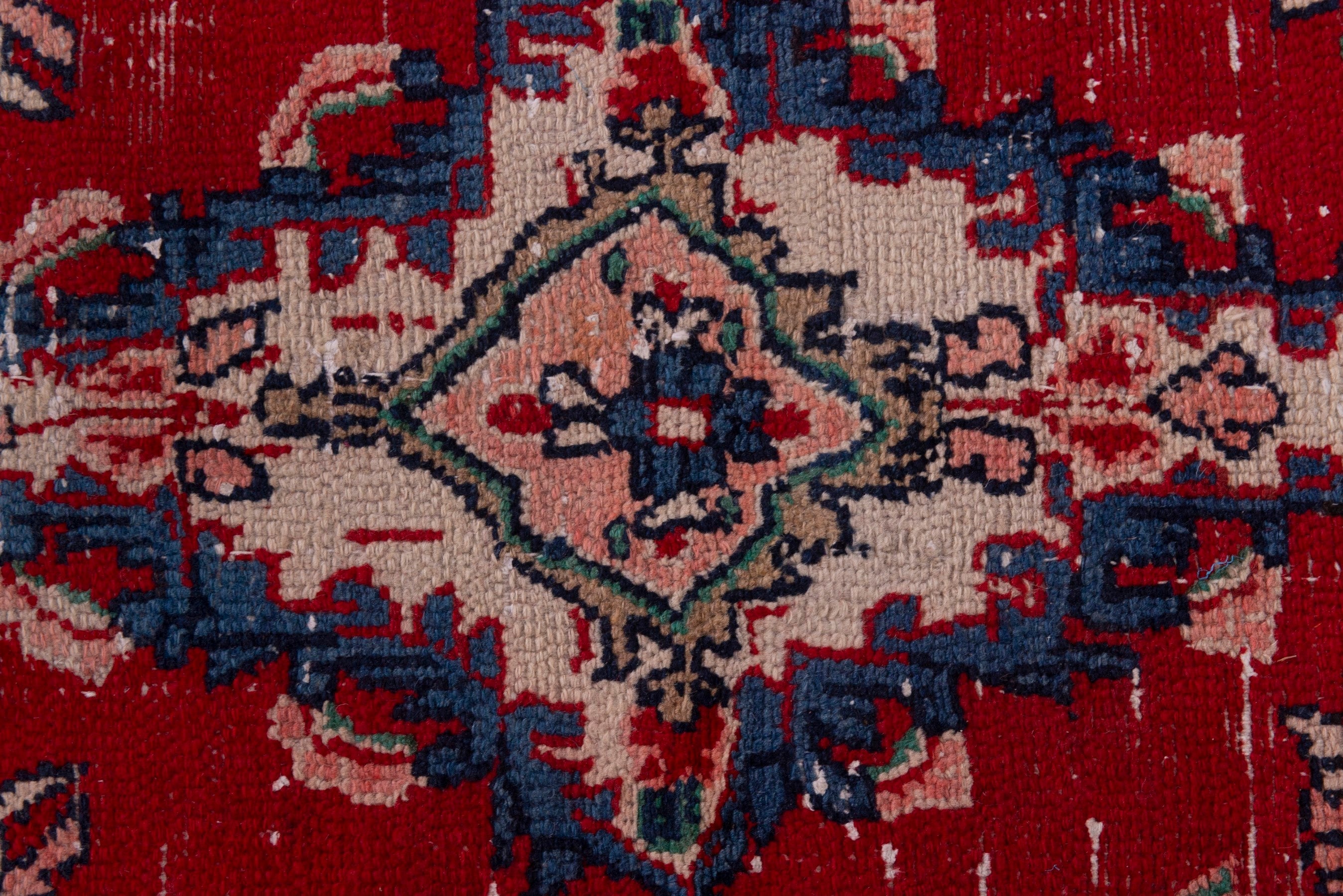 Persian Hamedan accent rug in deep red and denim, view 12 of 18