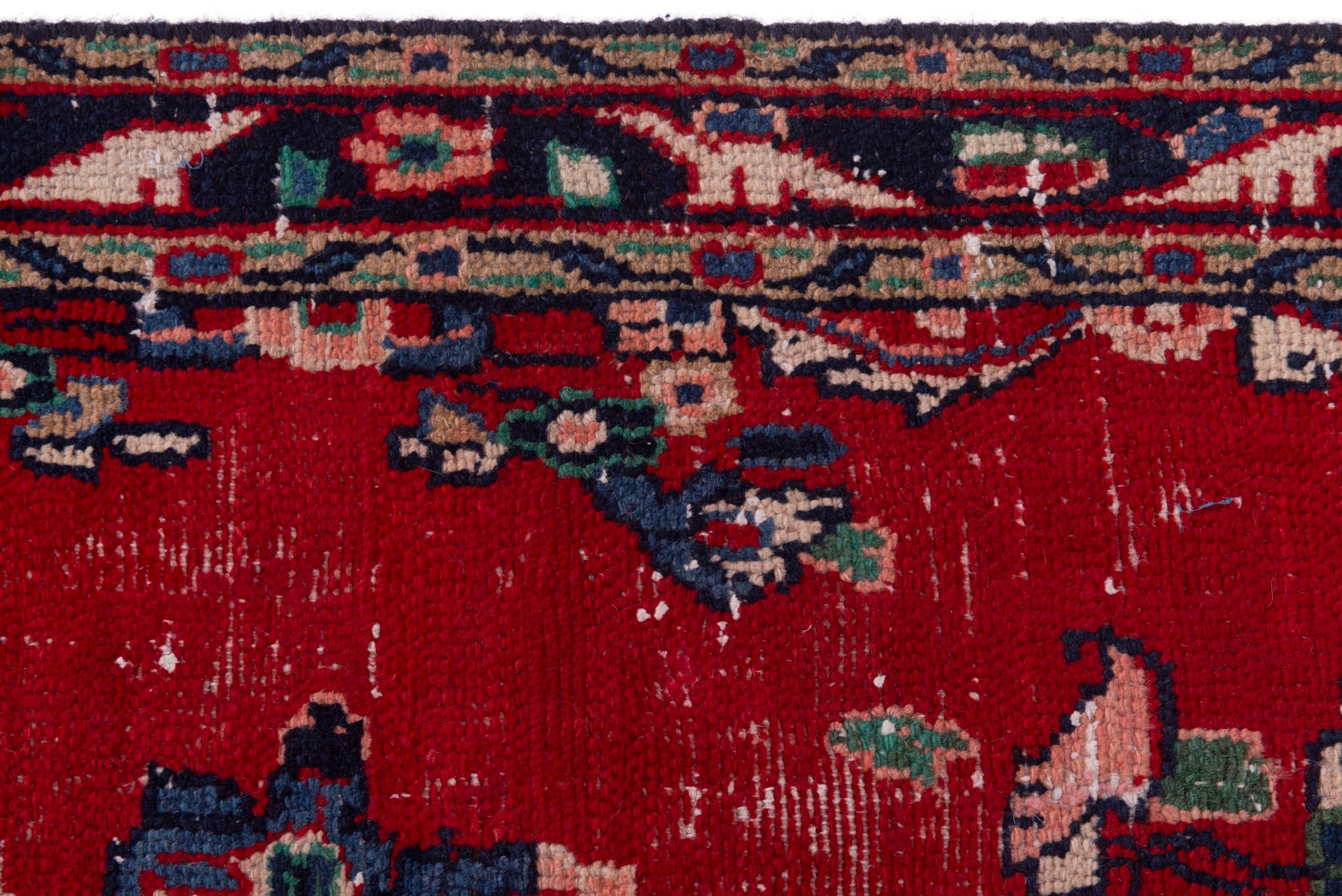 Persian Hamedan accent rug in deep red and denim, view 14 of 18