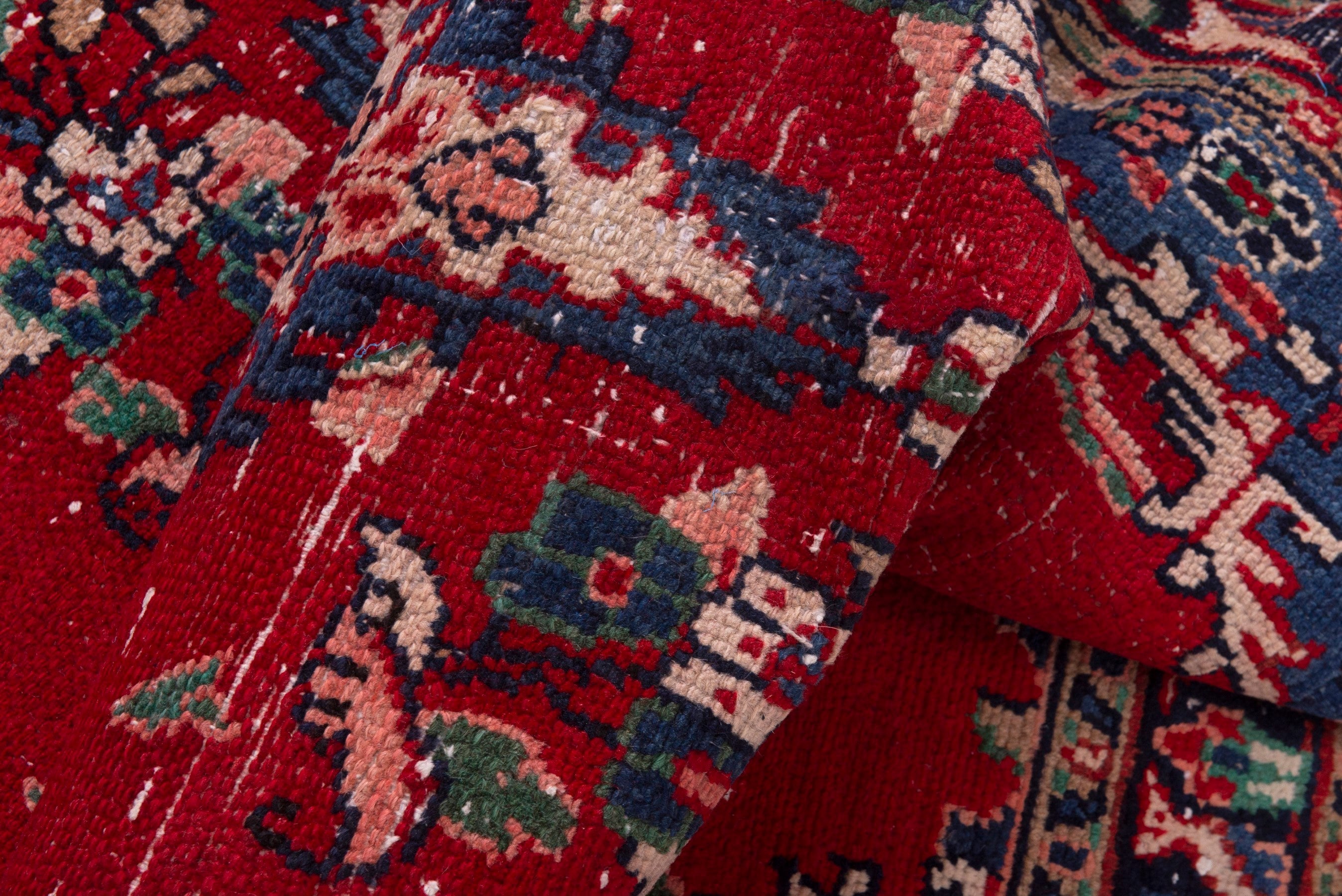 Persian Hamedan accent rug in deep red and denim, view 15 of 18