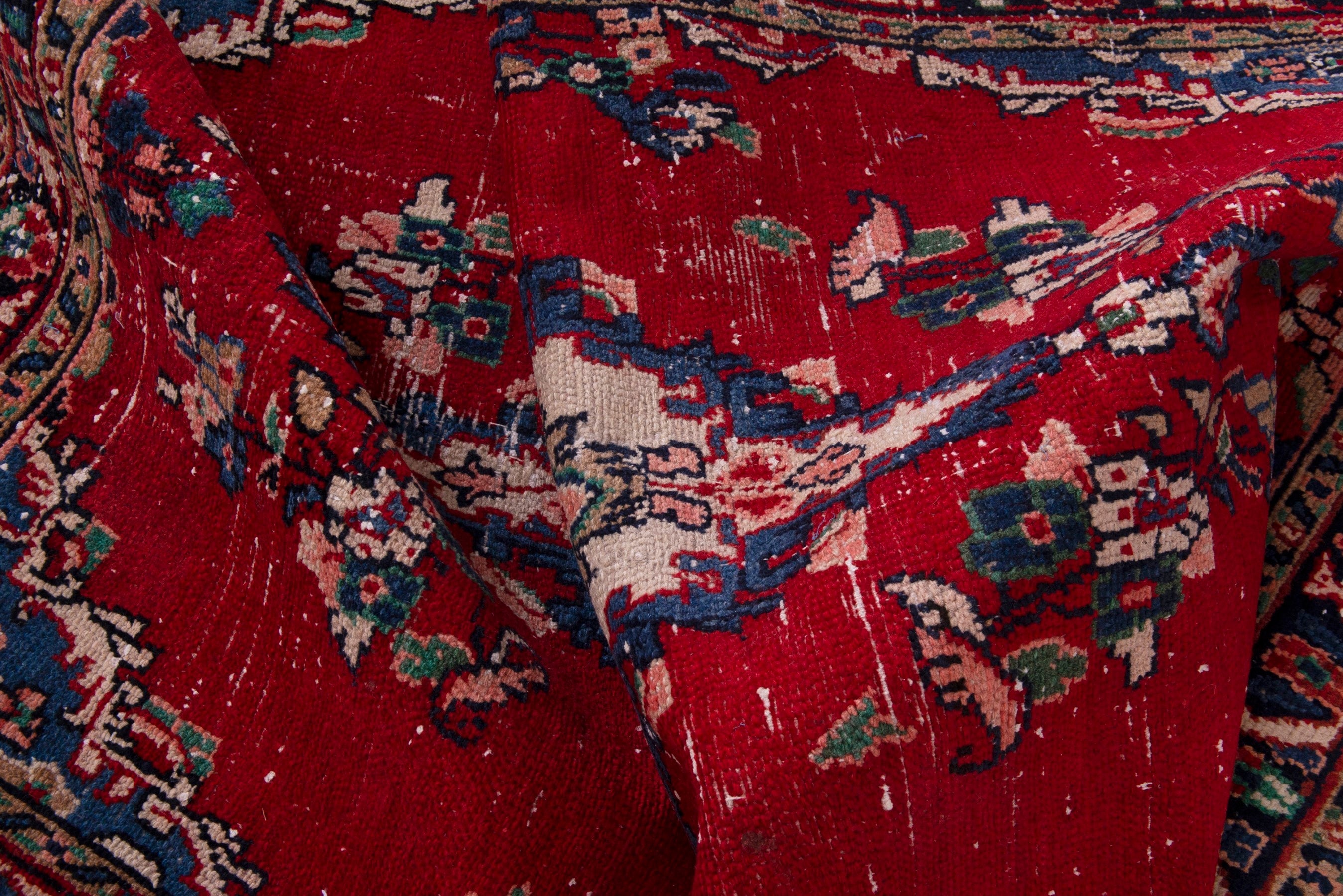 Persian Hamedan accent rug in deep red and denim, view 17 of 18