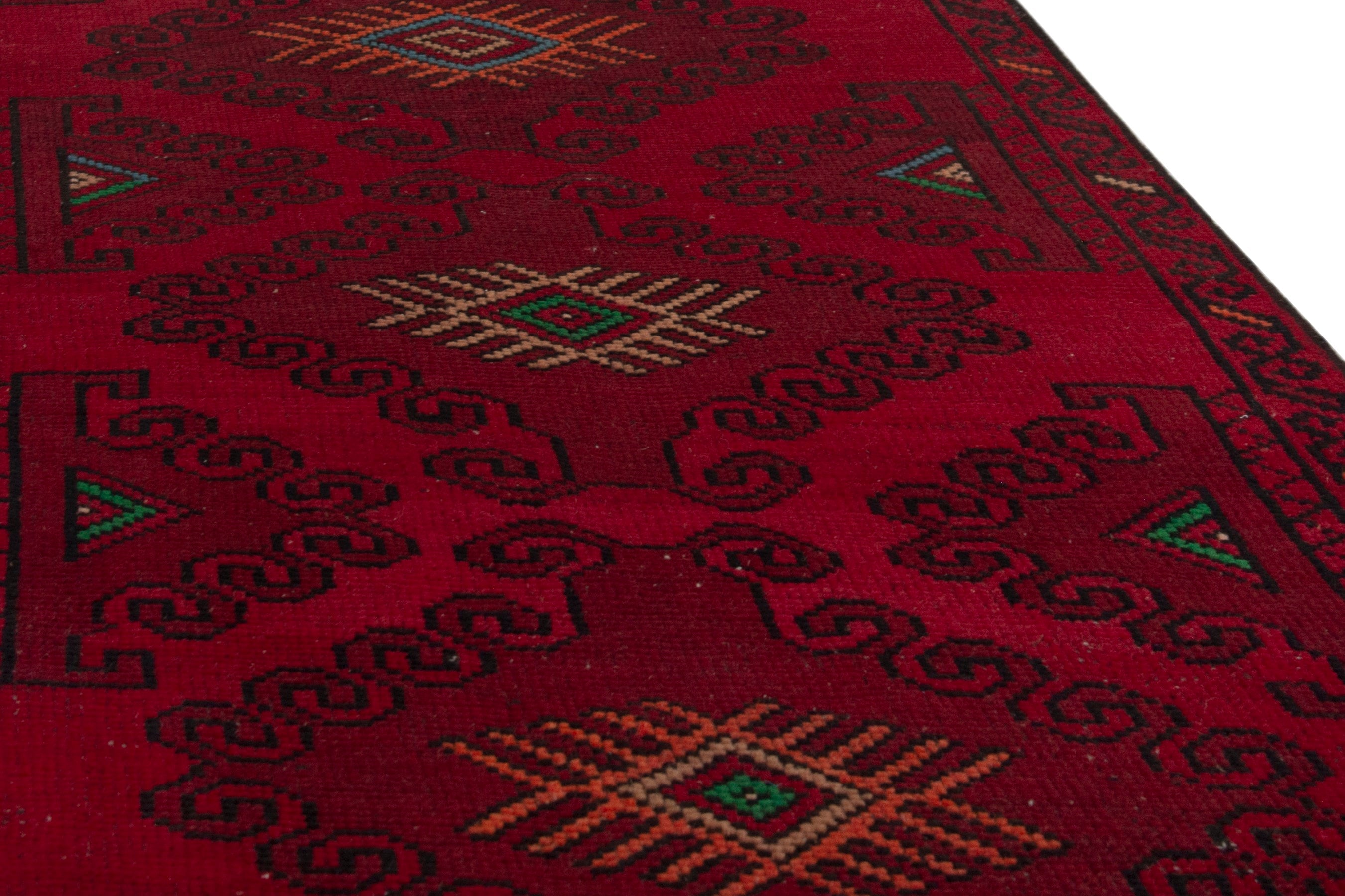 Persian Baluch accent rug in deep red and burgundy, view 10 of 17