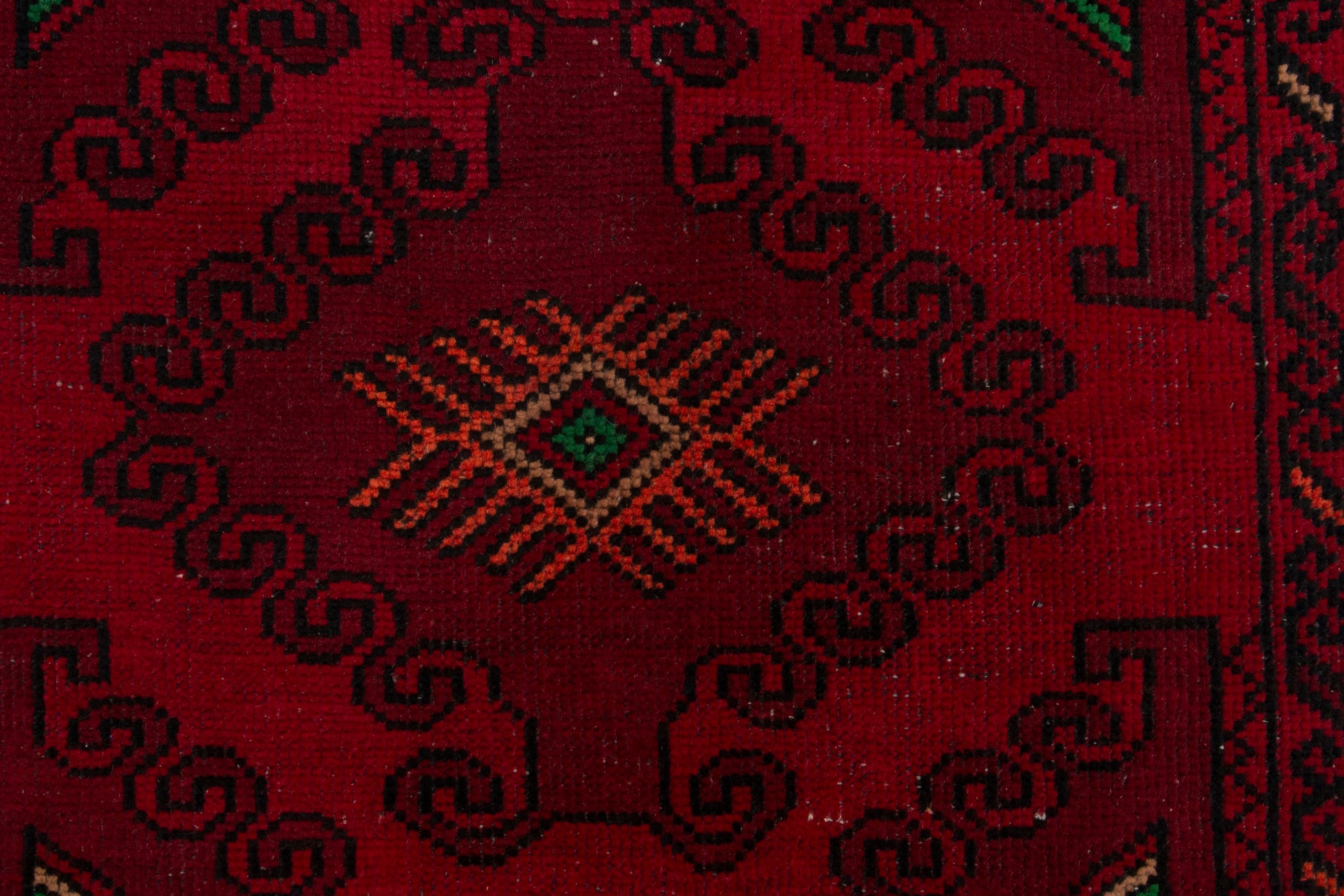 Persian Baluch accent rug in deep red and burgundy, view 11 of 17