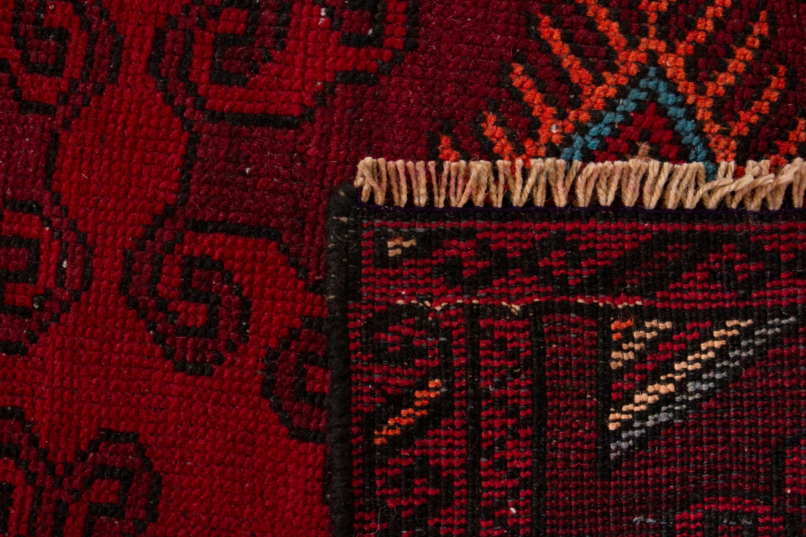 Persian Baluch accent rug in deep red and burgundy, view 17 of 17