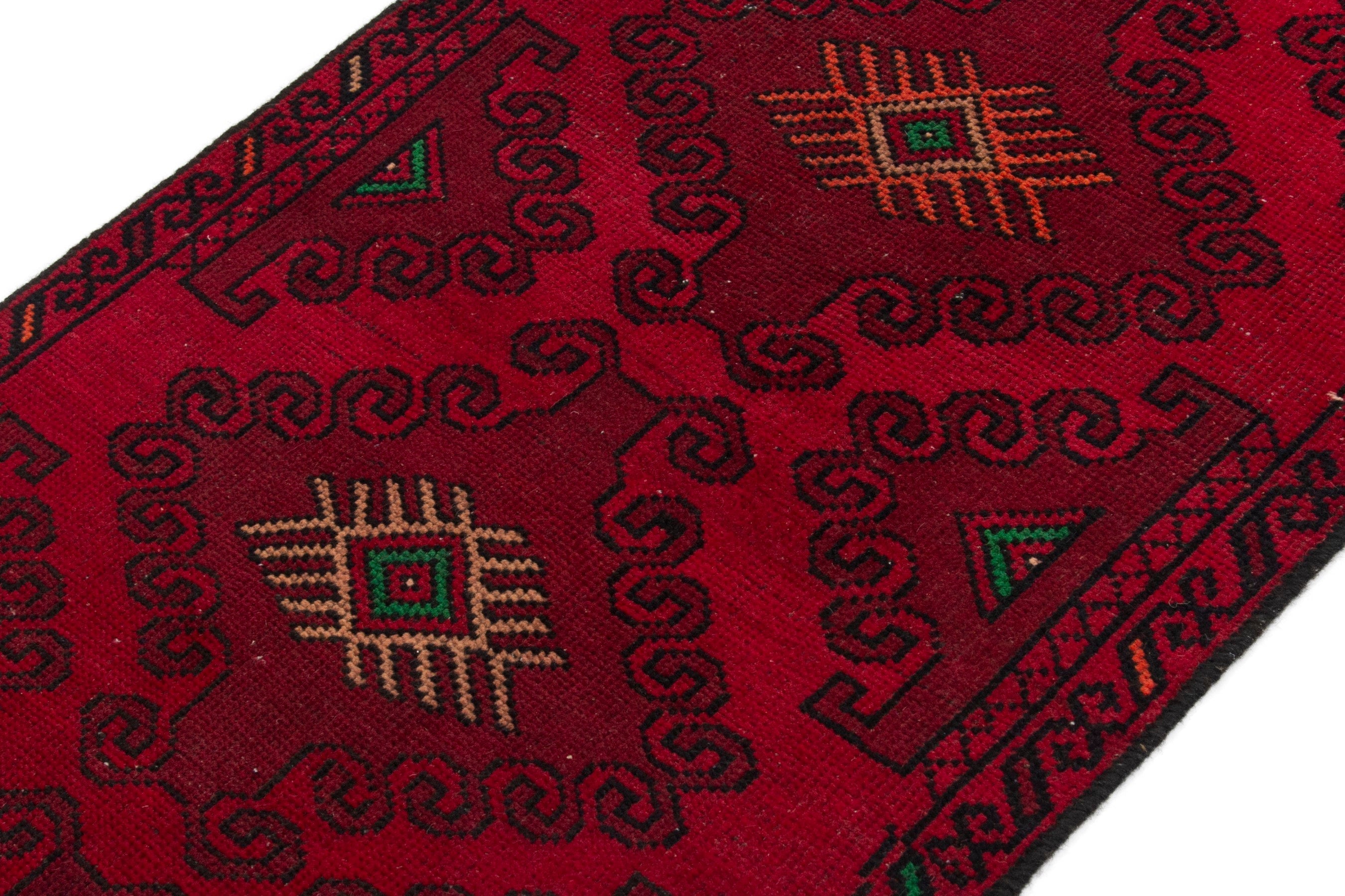 Persian Baluch accent rug in deep red and burgundy, view 4 of 17