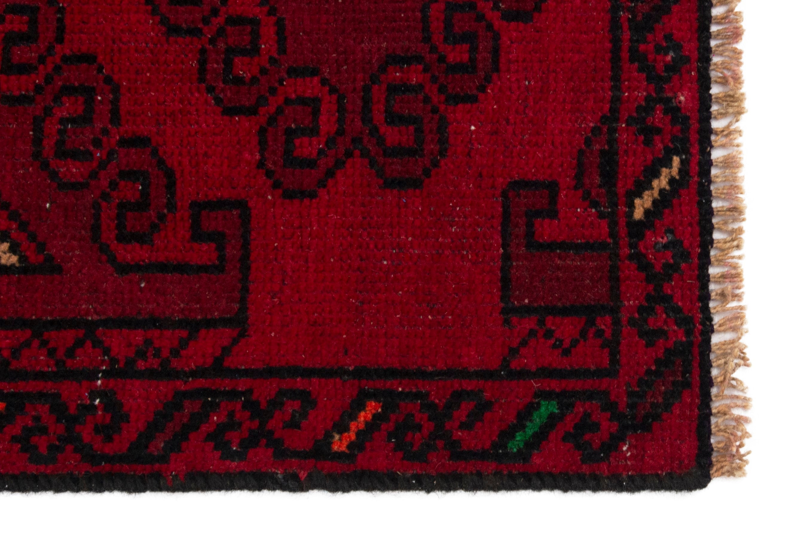 Persian Baluch accent rug in deep red and burgundy, view 5 of 17