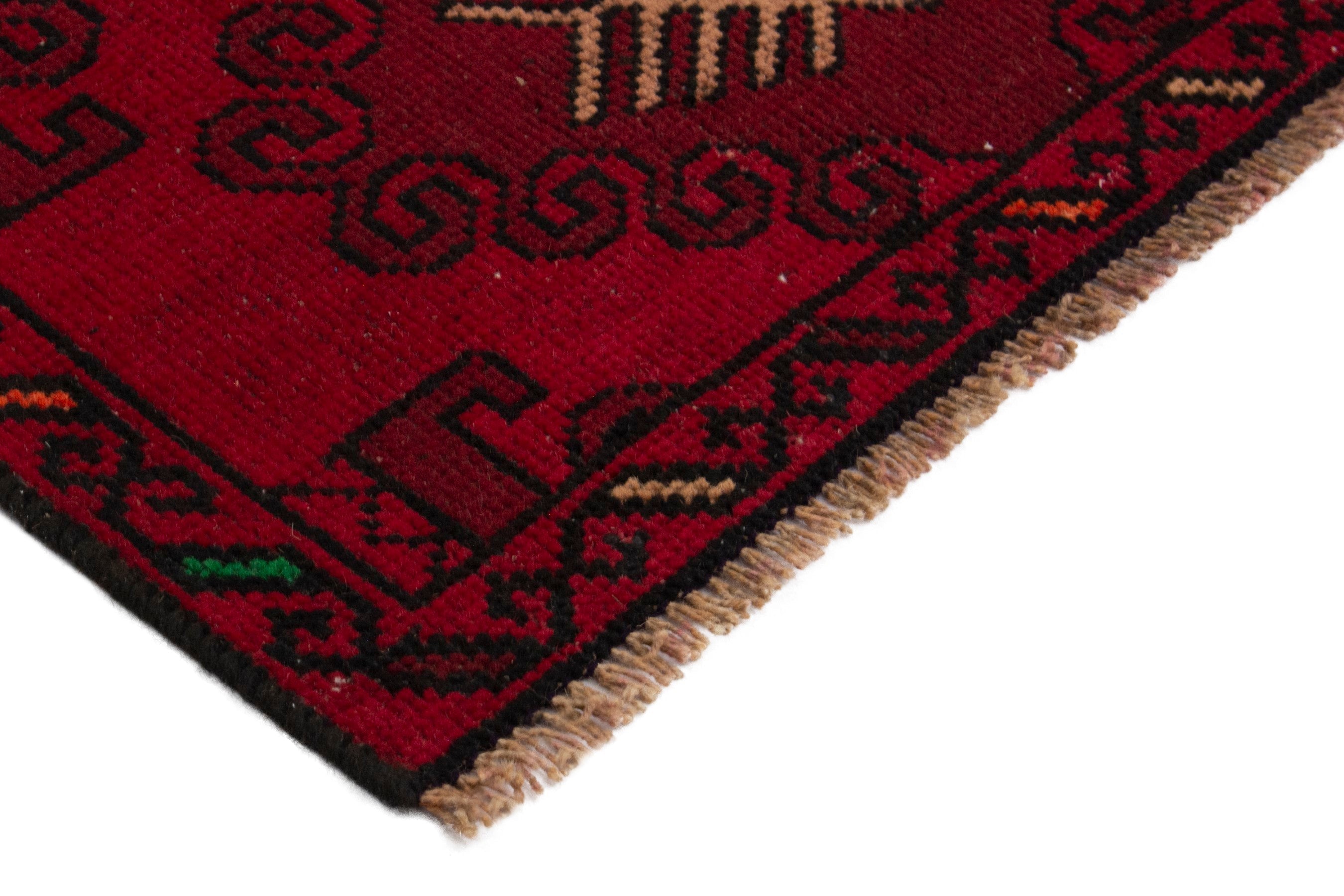 Persian Baluch accent rug in deep red and burgundy, view 6 of 17