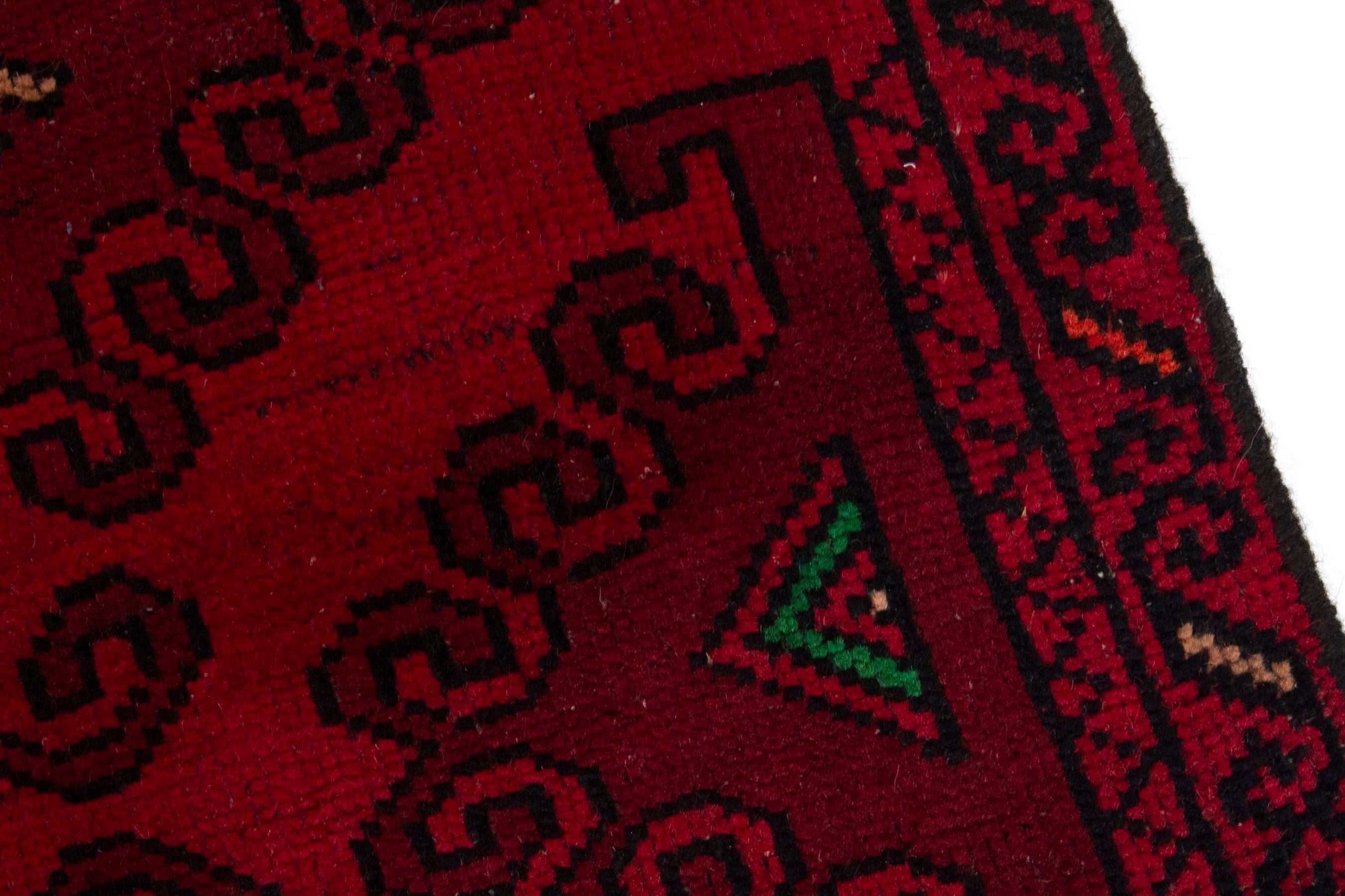 Persian Baluch accent rug in deep red and burgundy, view 7 of 17