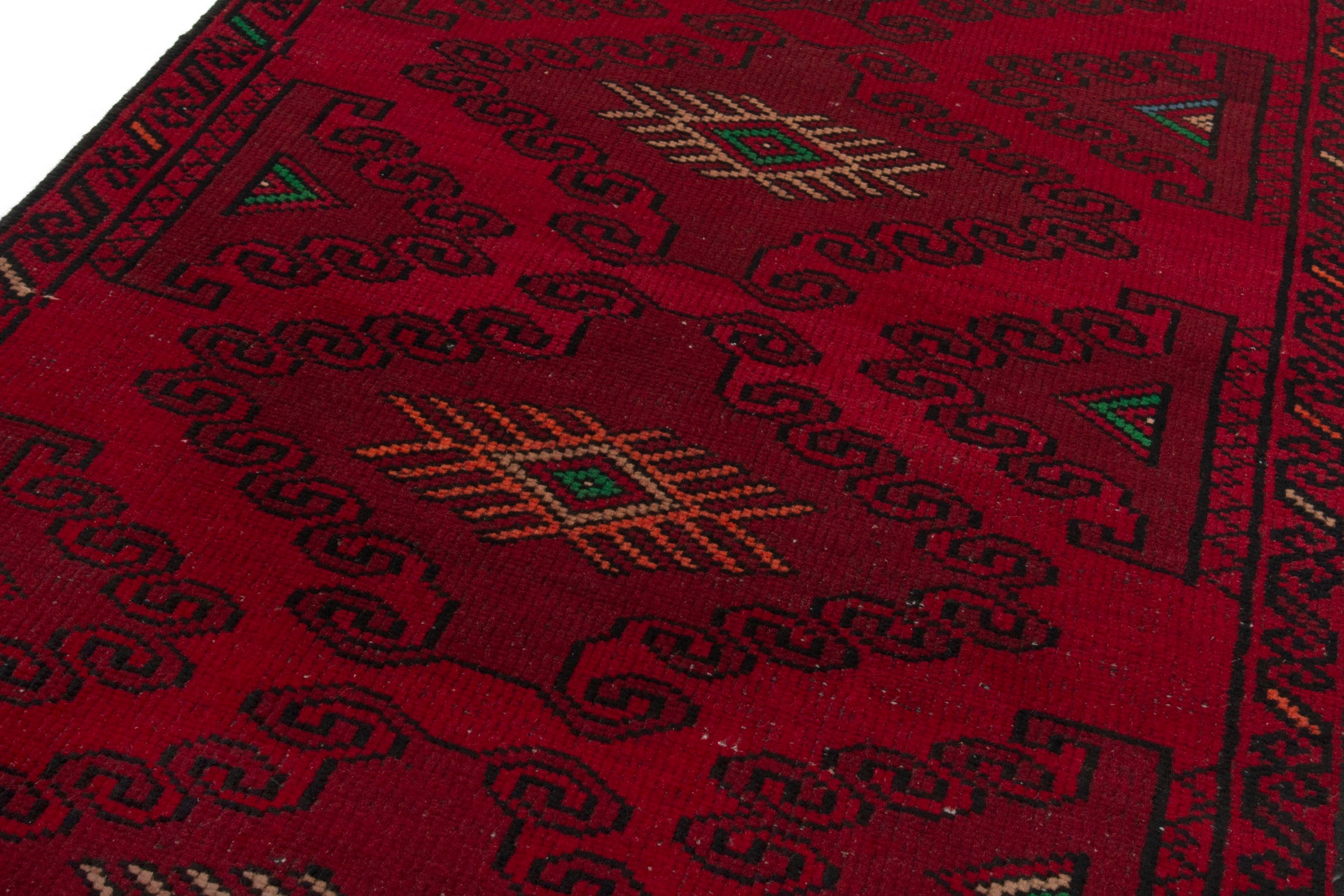 Persian Baluch accent rug in deep red and burgundy, view 9 of 17