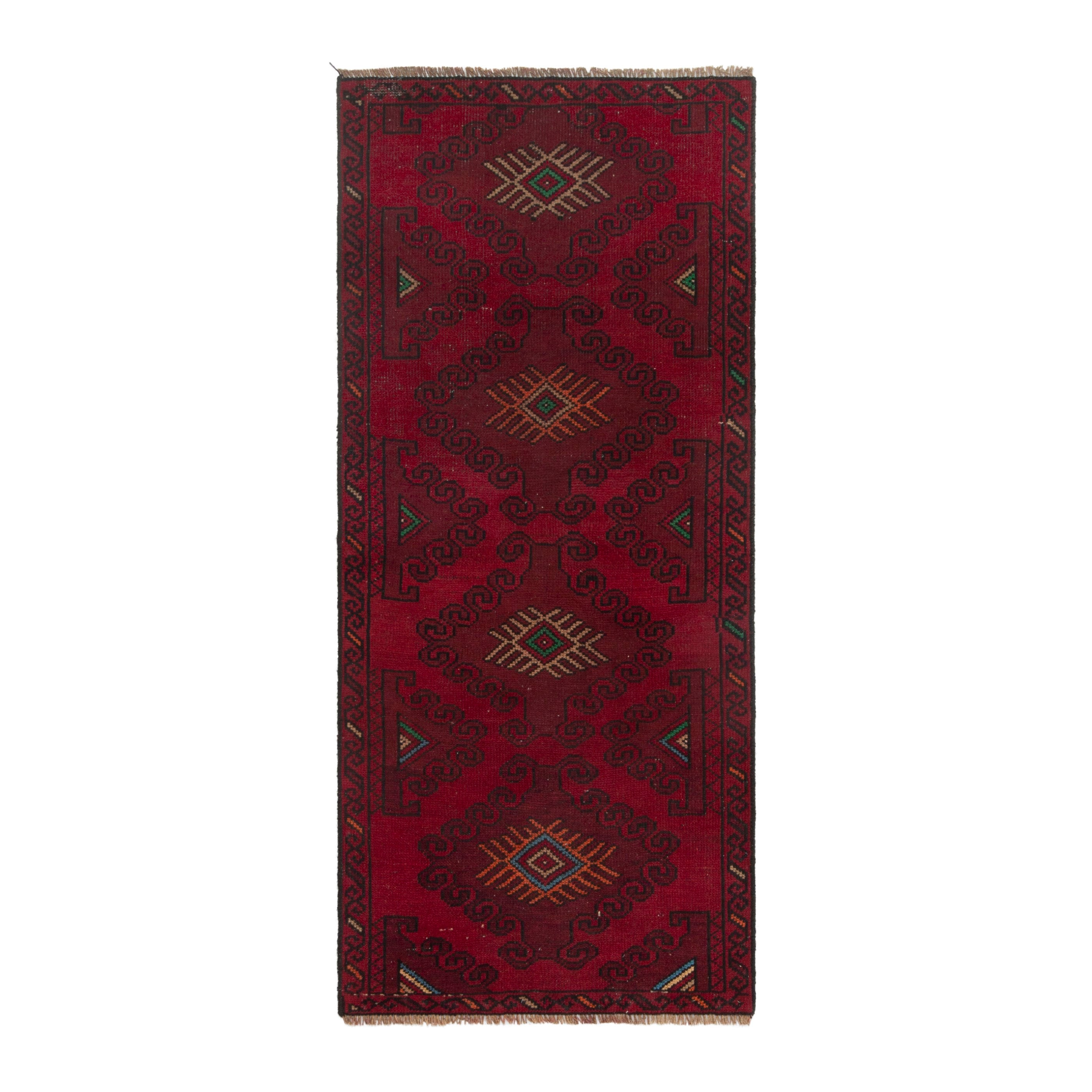 Persian Baluch accent rug in deep red and burgundy, 2'6" x 5'9"