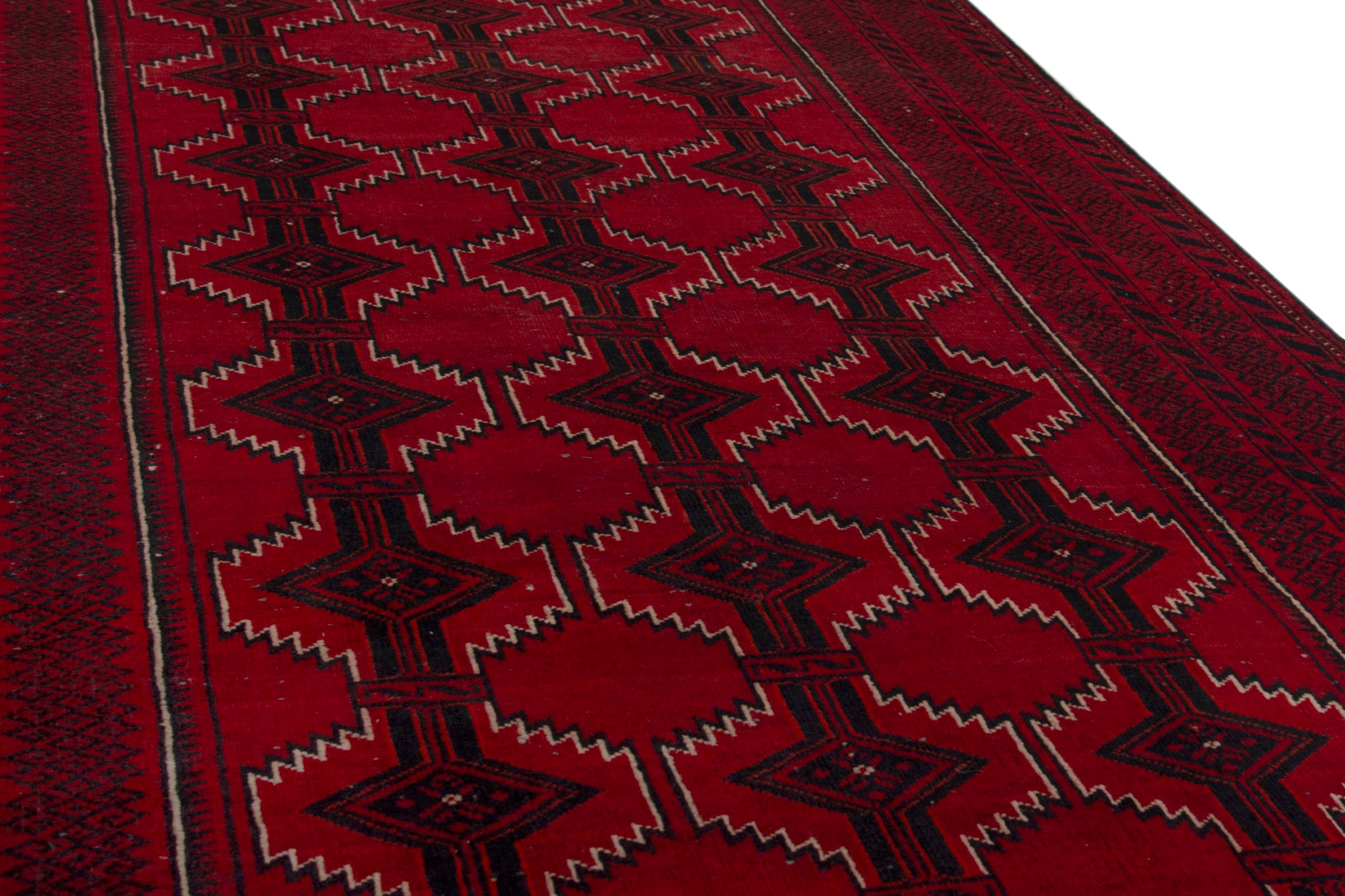 Persian Baluch accent rug in burgundy and deep red, view 10 of 17