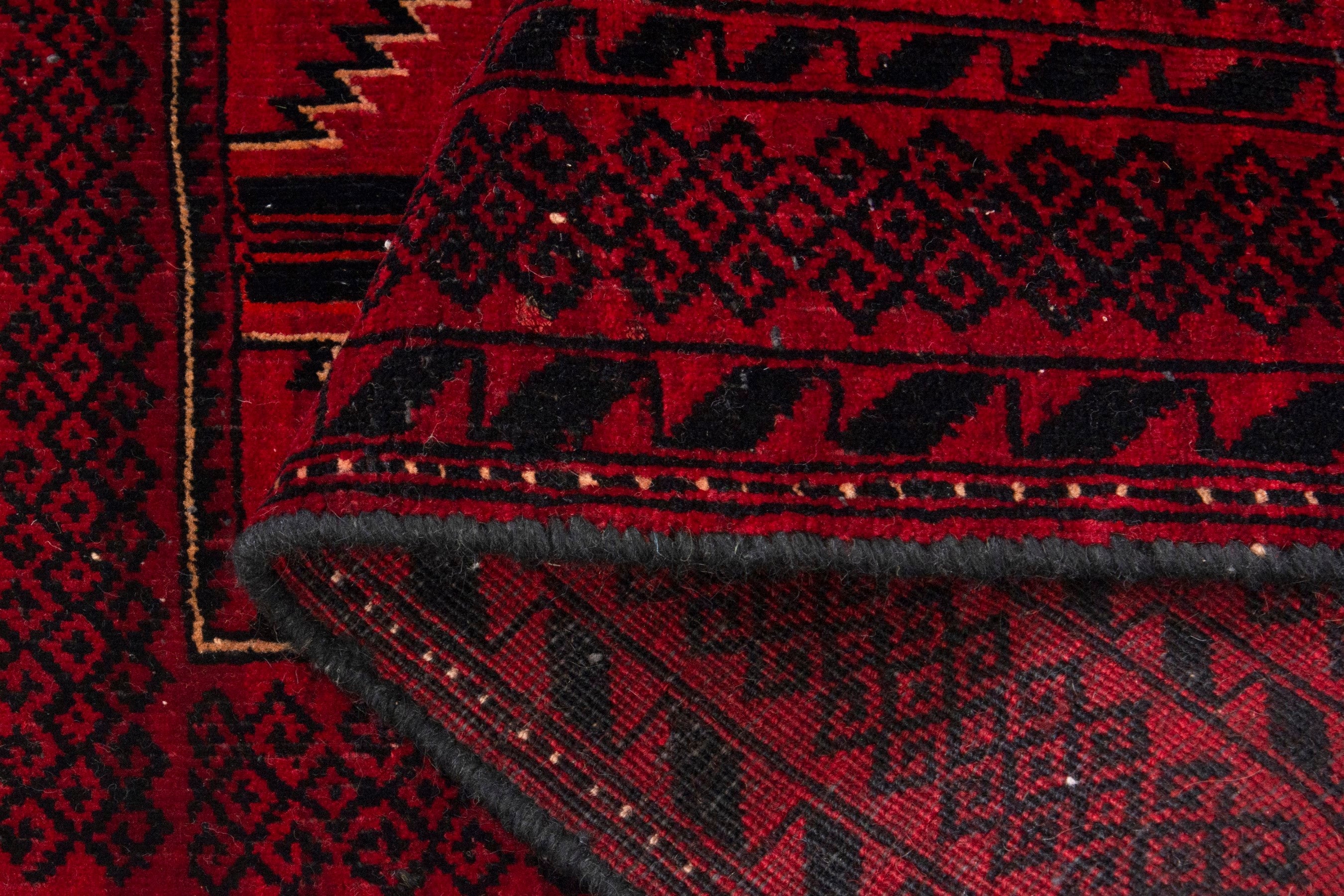 Persian Baluch accent rug in burgundy and deep red, view 14 of 17