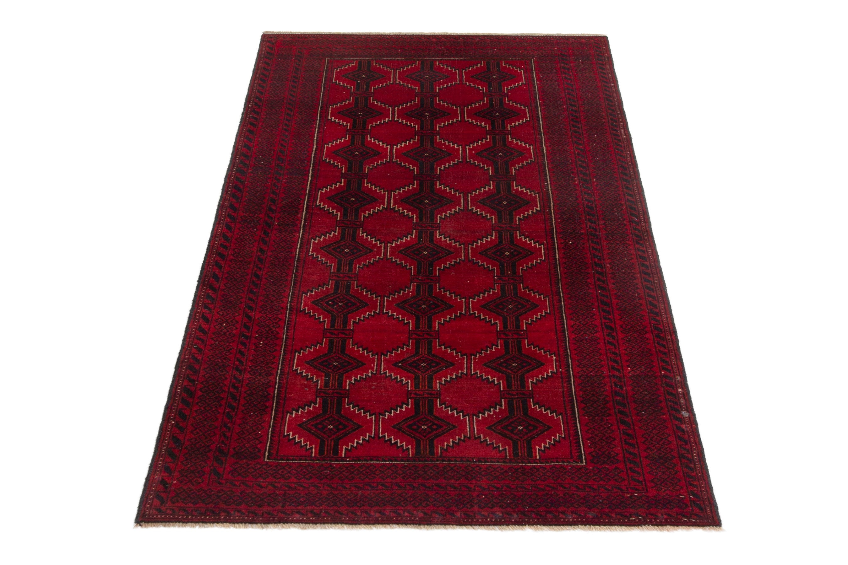Persian Baluch accent rug in burgundy and deep red, view 2 of 17