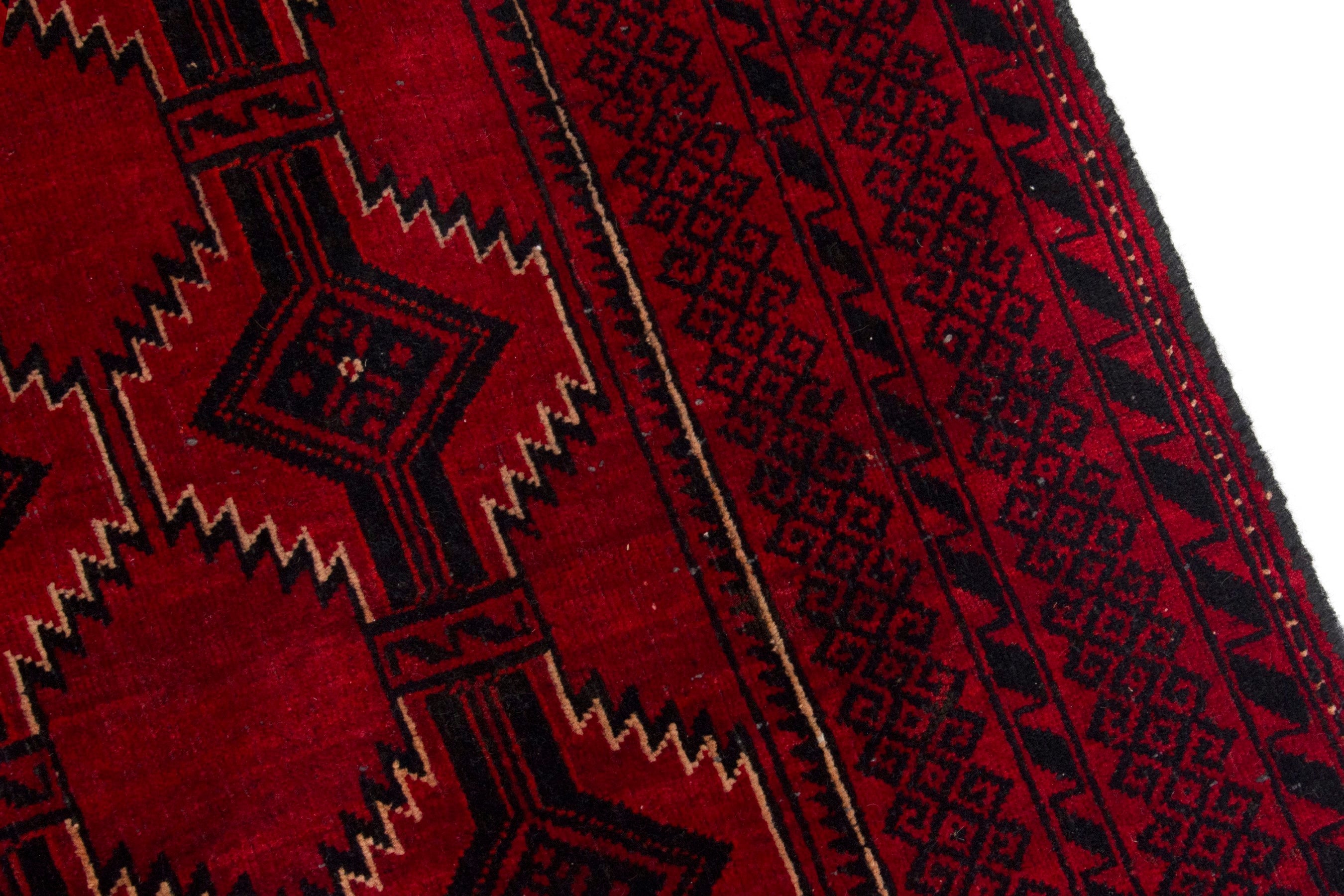 Persian Baluch accent rug in burgundy and deep red, view 7 of 17