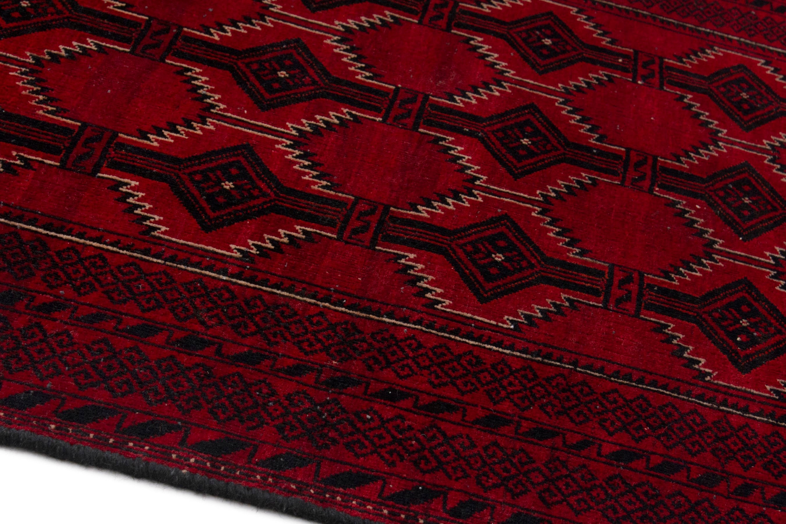 Persian Baluch accent rug in burgundy and deep red, view 8 of 17