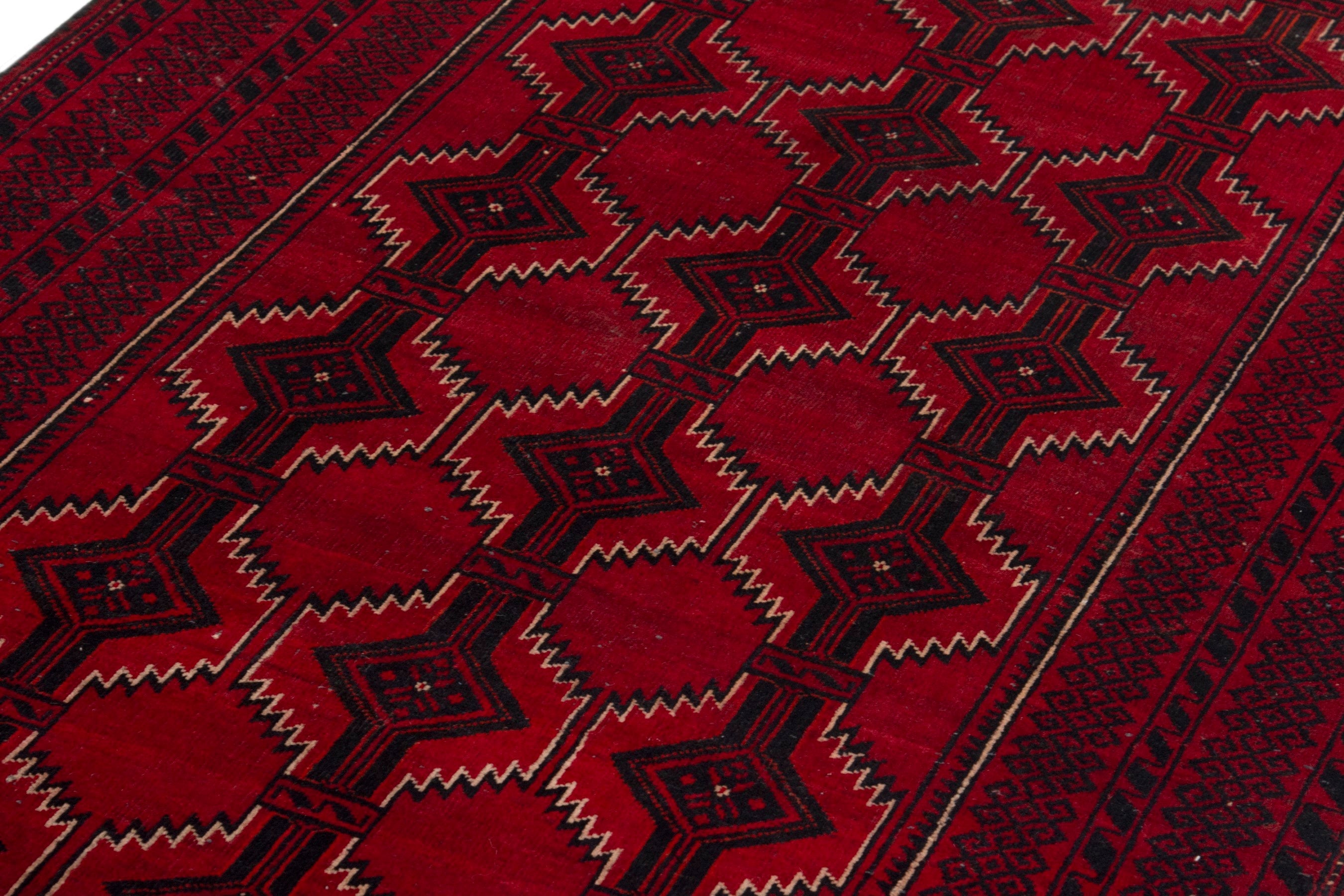 Persian Baluch accent rug in burgundy and deep red, view 9 of 17