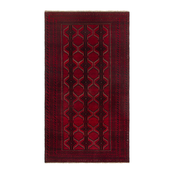 Persian Baluch accent rug in burgundy and deep red, 3'4" x 6'3"