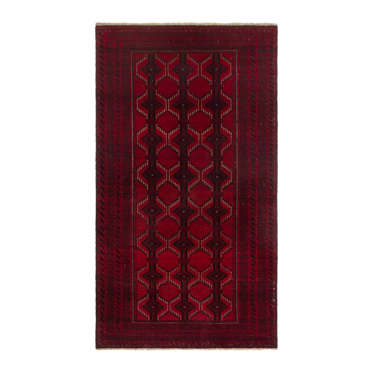 Persian Baluch accent rug in burgundy and deep red, 3'4" x 6'3"