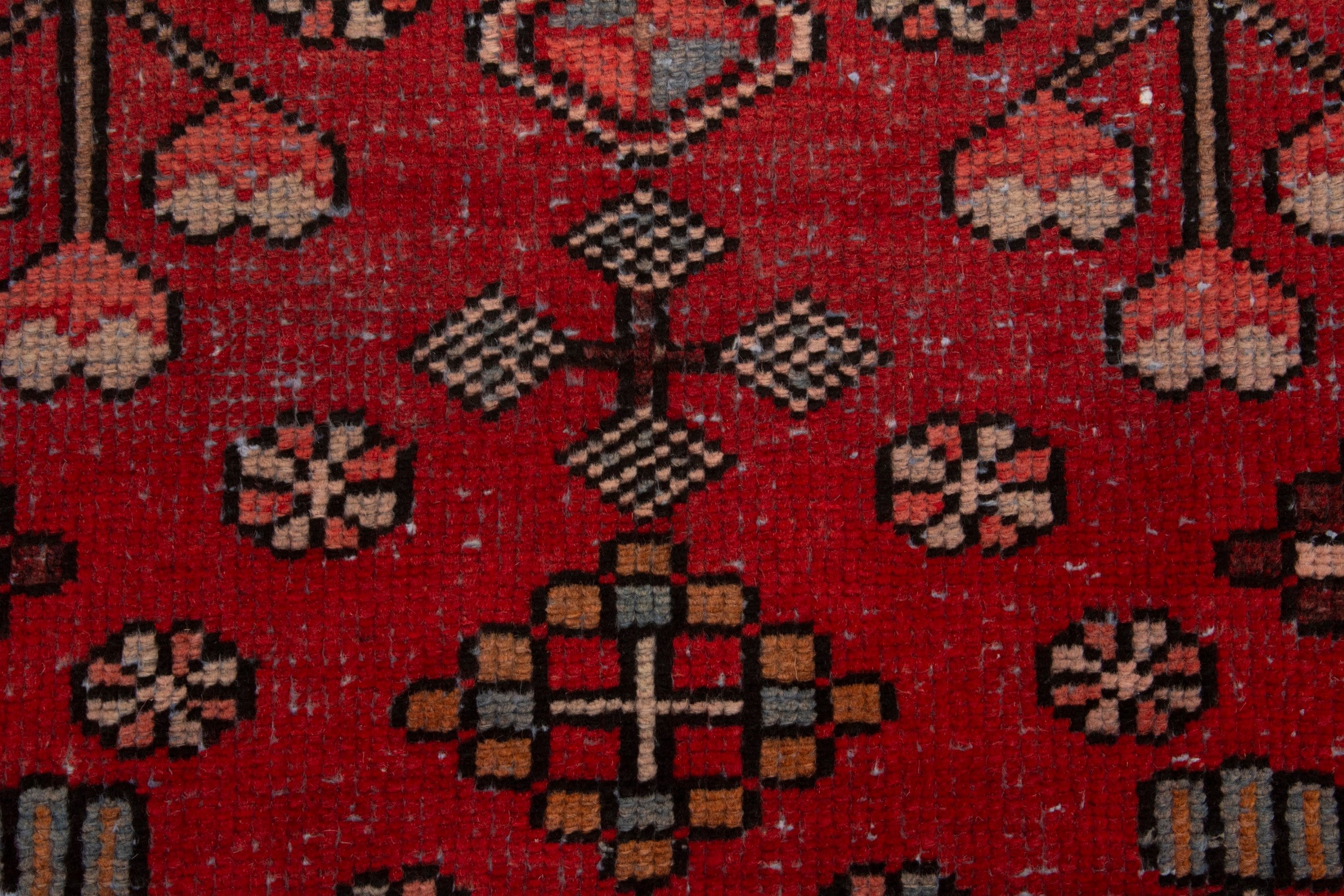 Persian Hamedan accent rug in deep red and burgundy, view 12 of 17