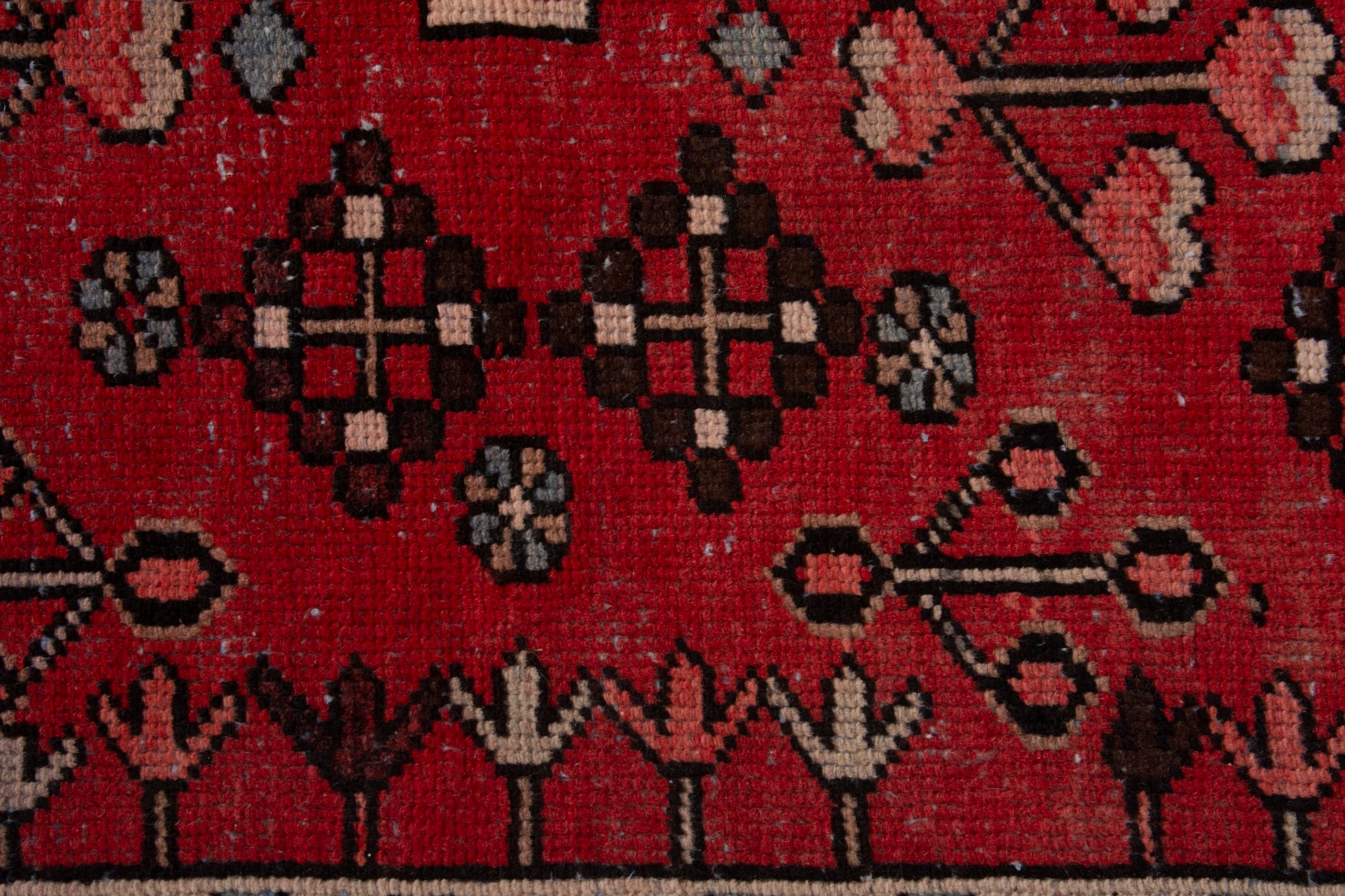 Persian Hamedan accent rug in deep red and burgundy, view 13 of 17