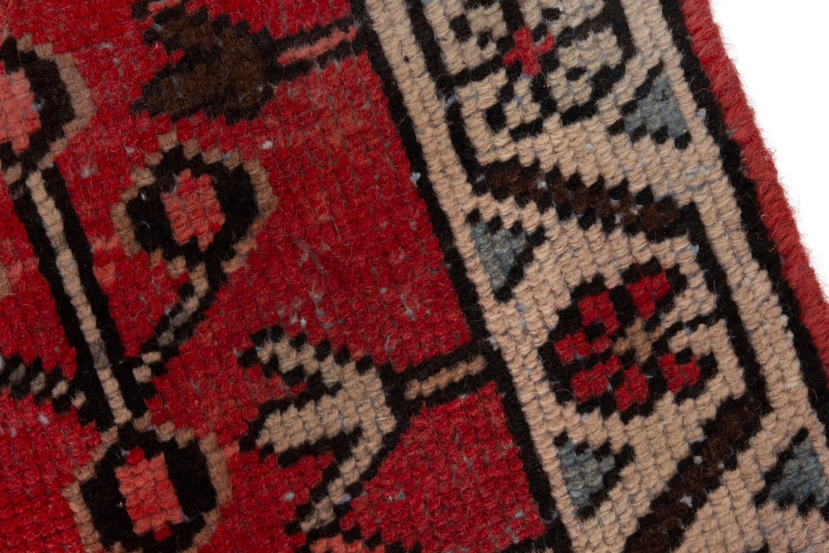 Persian Hamedan accent rug in deep red and burgundy, view 7 of 17