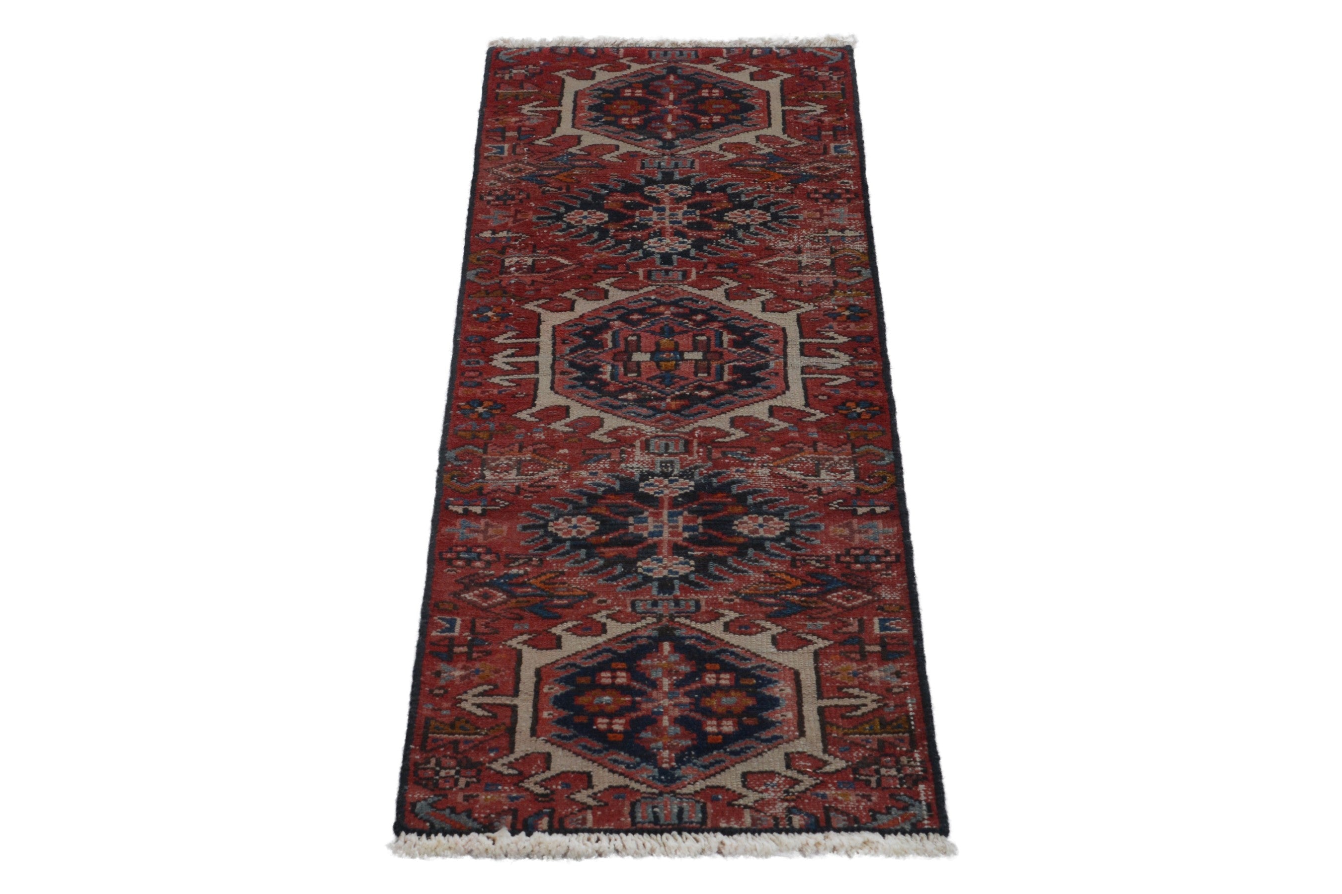 Persian Gharajeh accent rug in burgundy and deep red, view 3 of 15