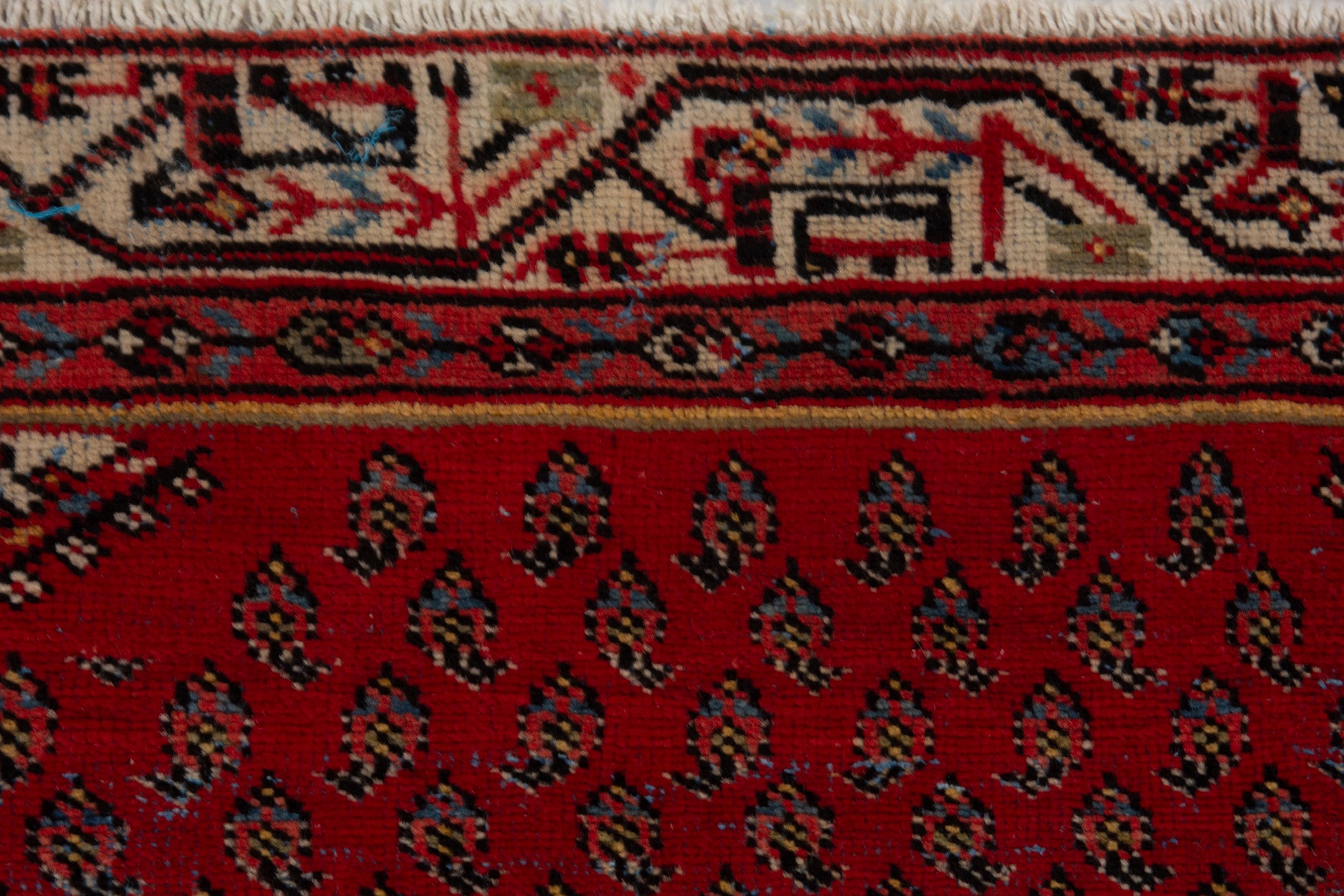 Persian Botteh runner rug in deep red and cream, view 13 of 18