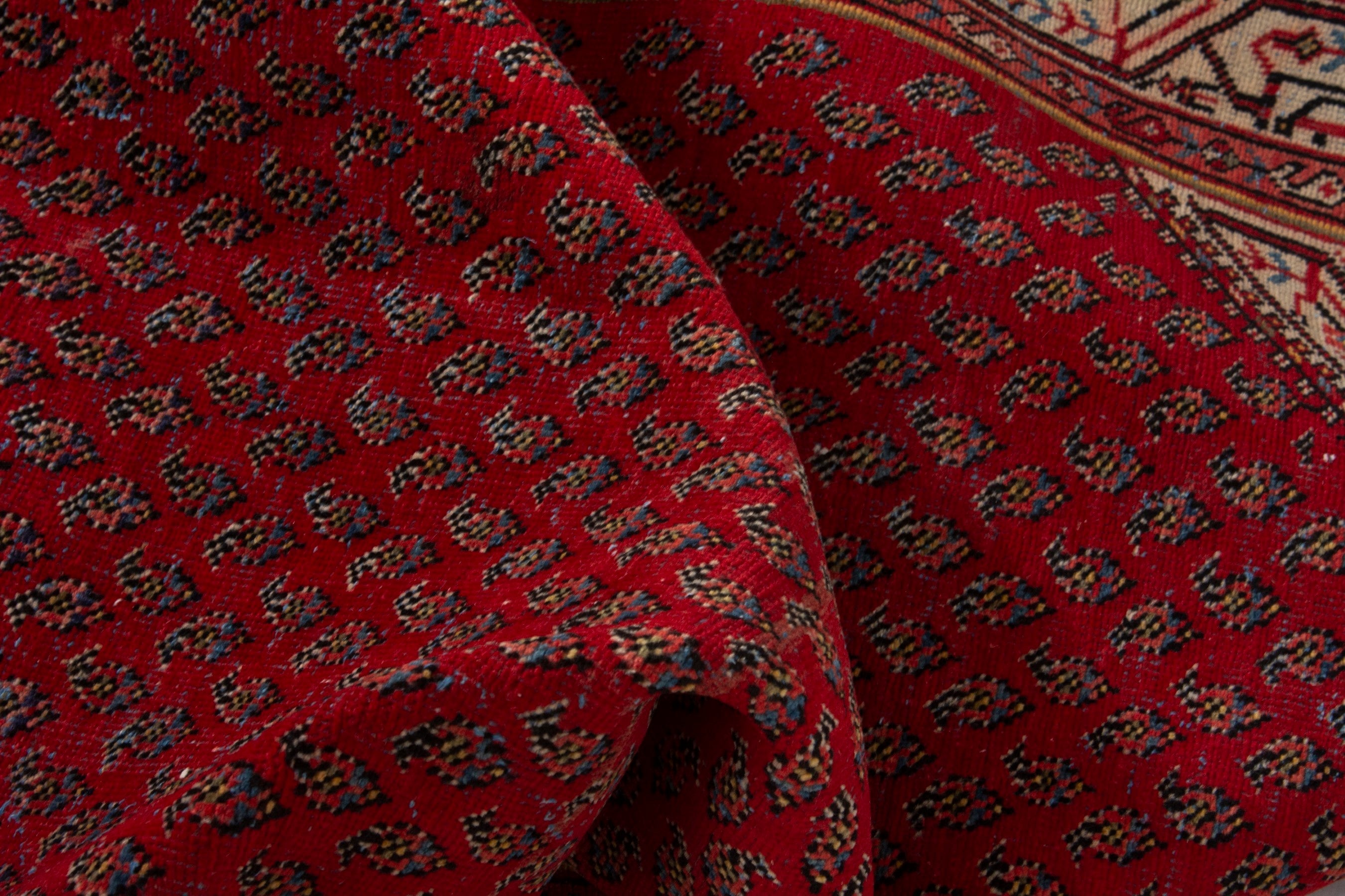 Persian Botteh runner rug in deep red and cream, view 15 of 18