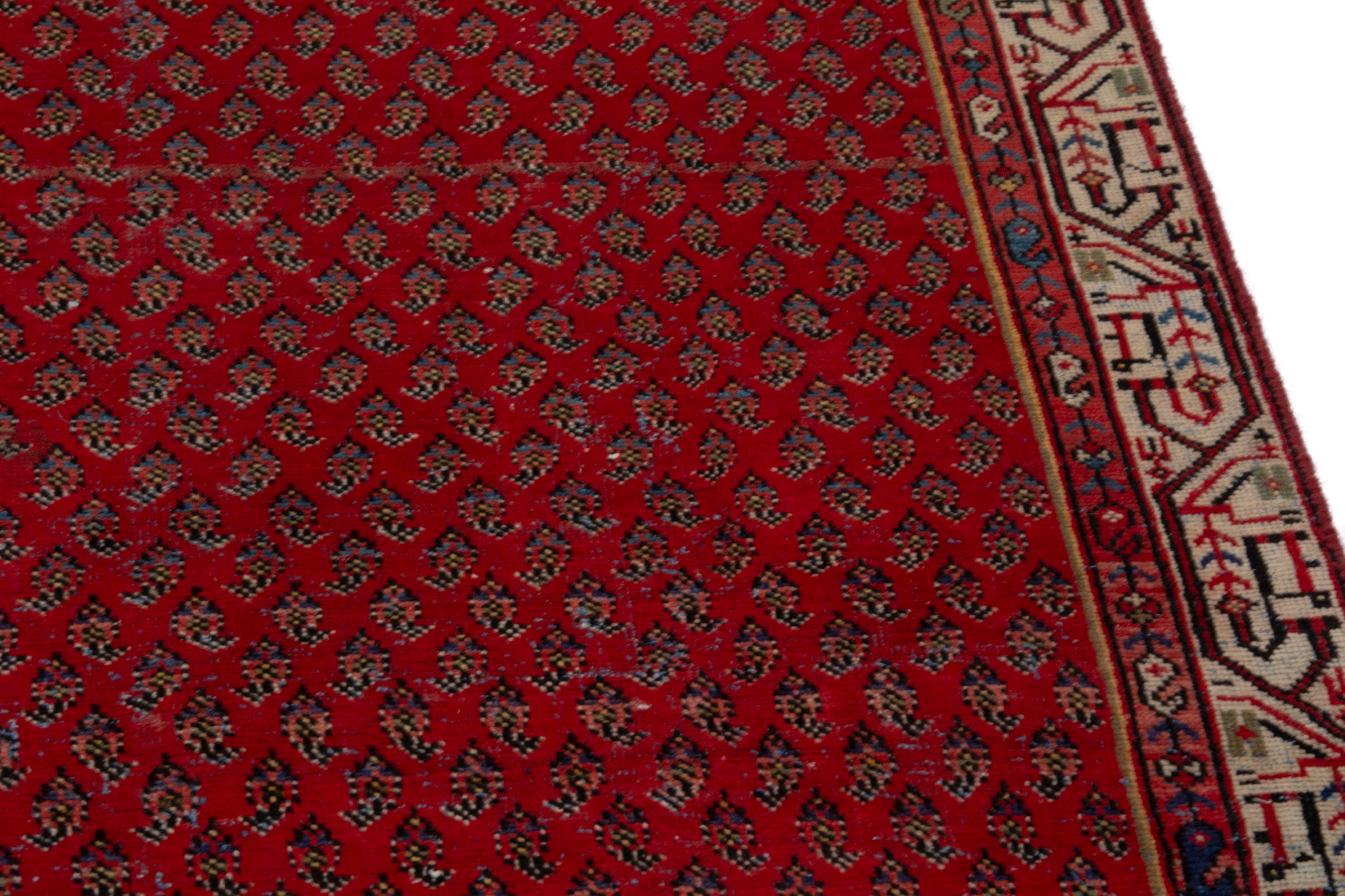 Persian Botteh runner rug in deep red and cream, view 7 of 18