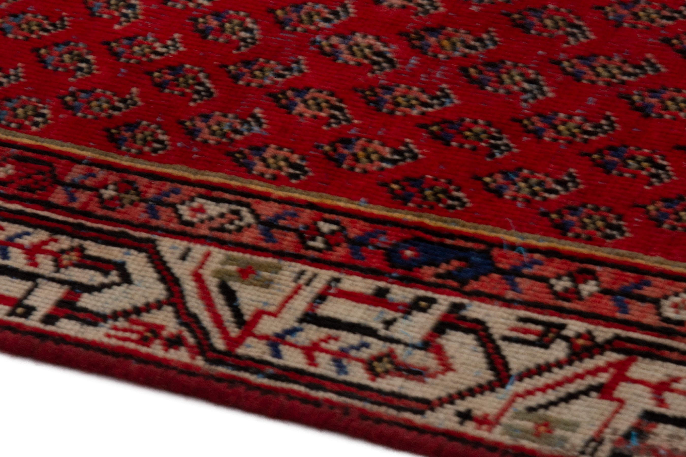 Persian Botteh runner rug in deep red and cream, view 8 of 18