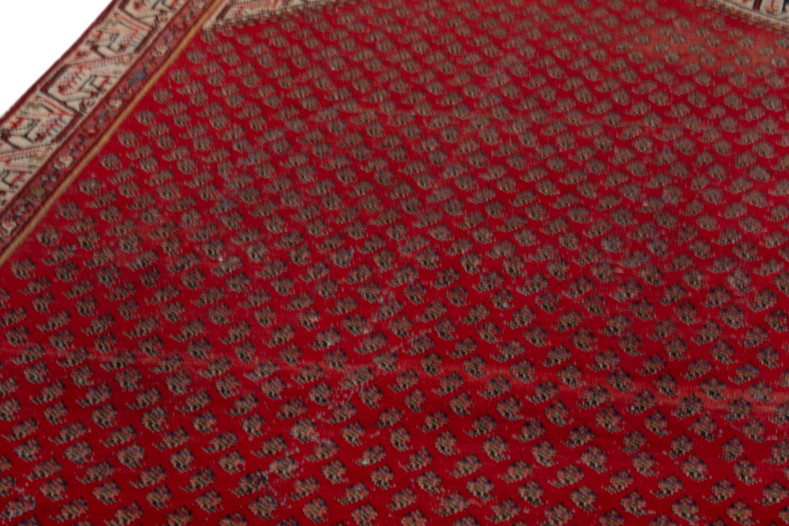 Persian Botteh runner rug in deep red and cream, view 9 of 18