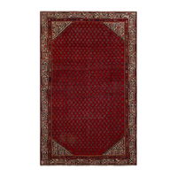 Persian Botteh runner rug in deep red and cream, 3'5" x 6'11"