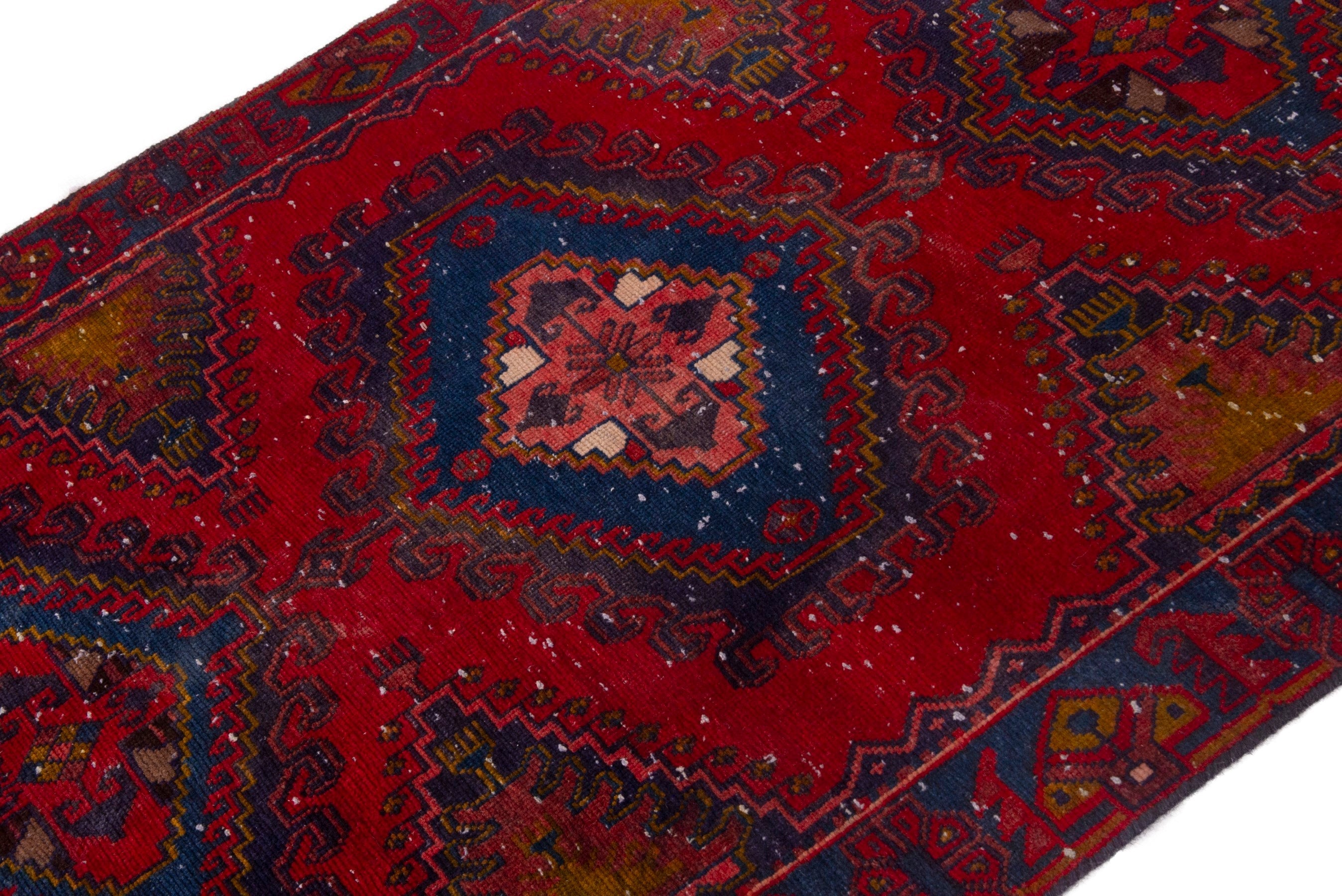 Persian Vist area rug in deep red and dark blue, view 4 of 19