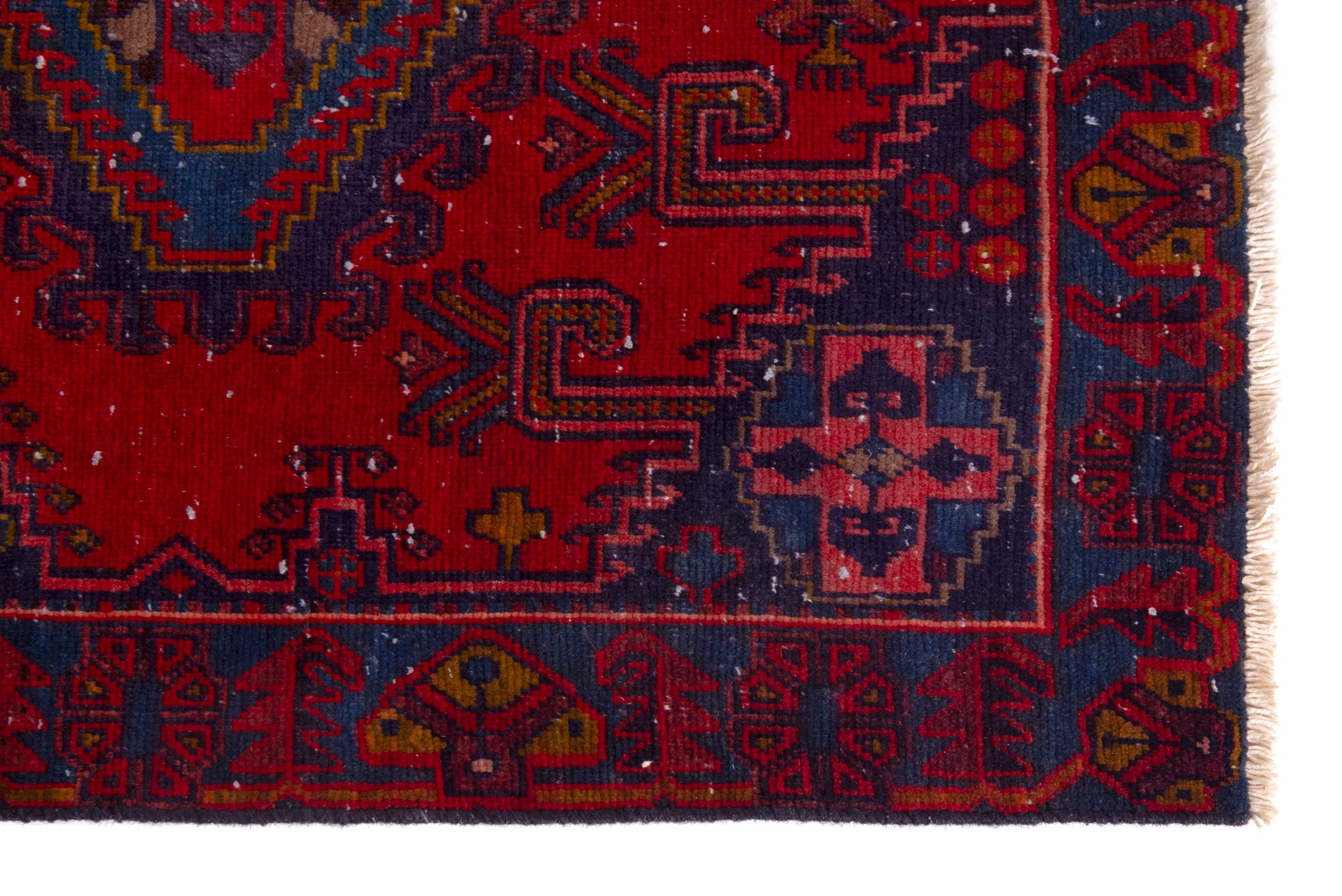 Persian Vist area rug in deep red and dark blue, view 5 of 19