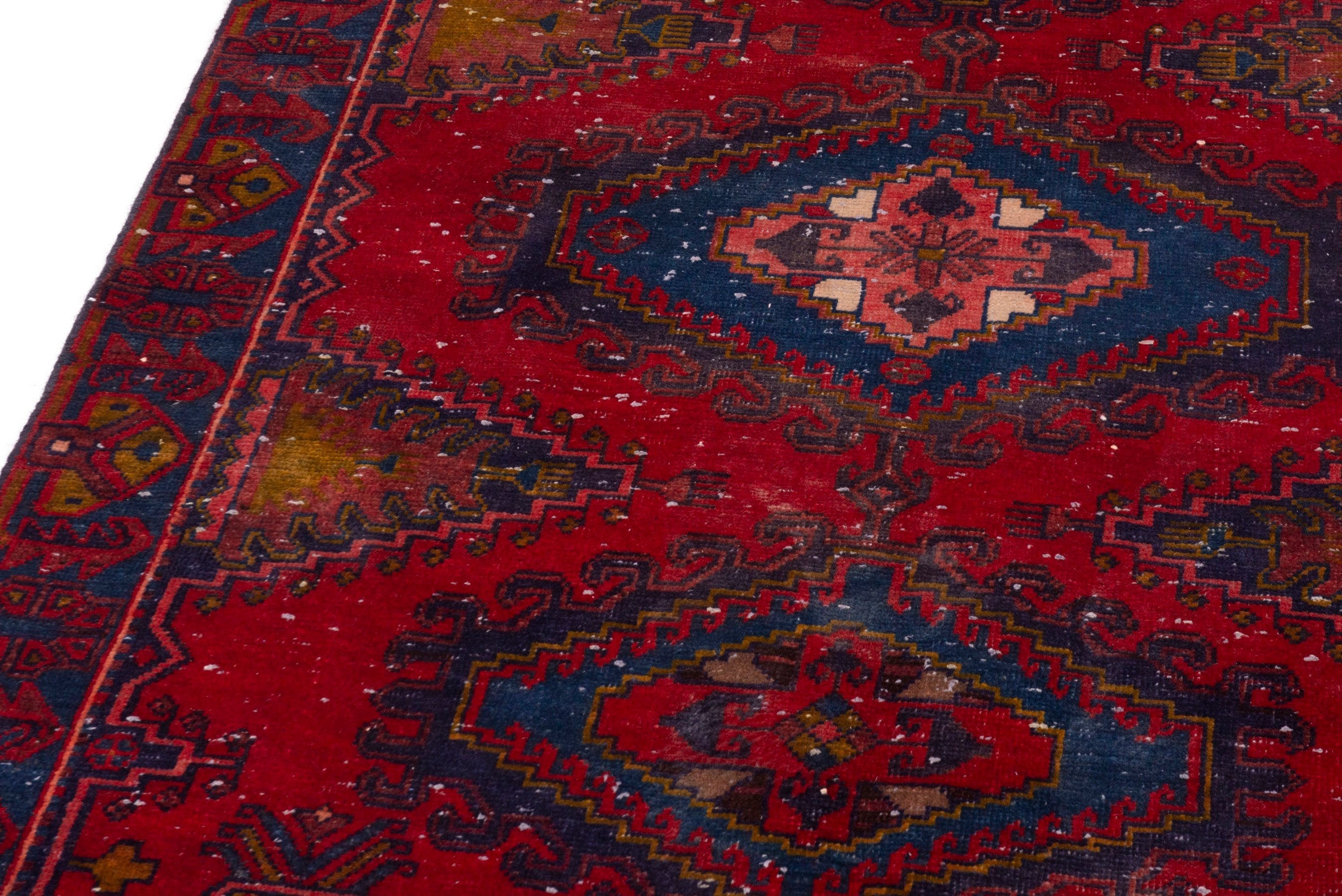 Persian Vist area rug in deep red and dark blue, view 9 of 19