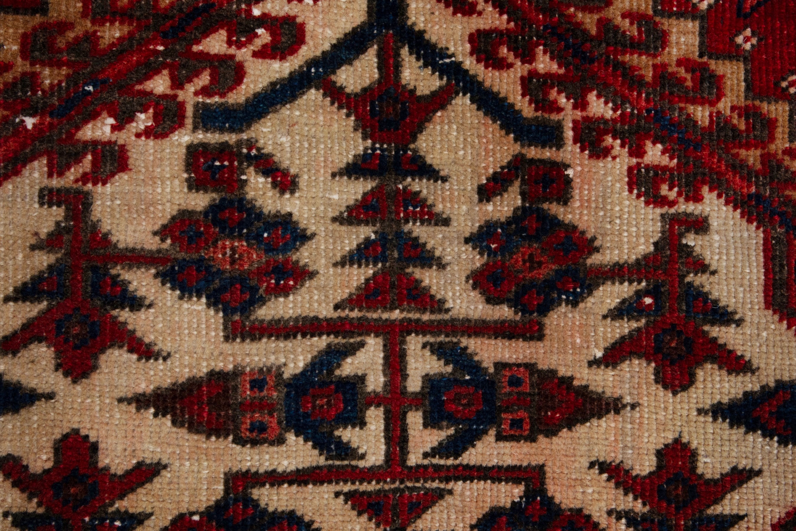 Persian Ardabil runner rug in deep red and cream, view 13 of 19