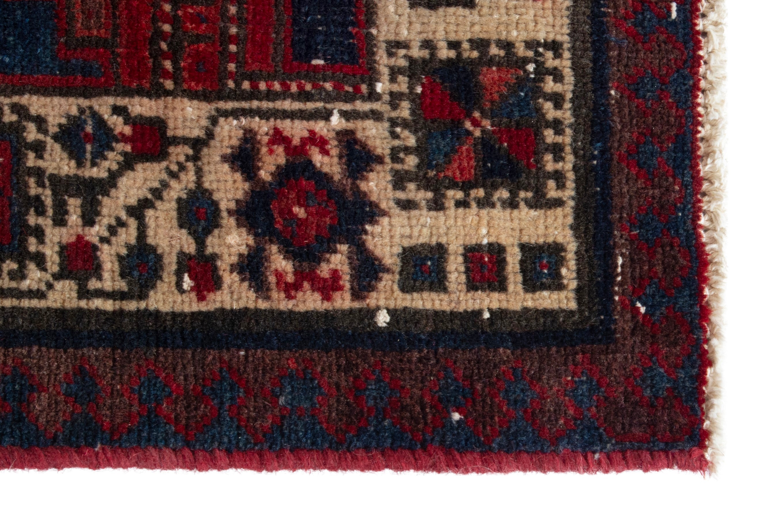 Persian Ardabil runner rug in deep red and cream, view 6 of 19
