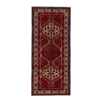 Persian Ardabil runner rug in deep red and cream, 3'1" x 7'5"