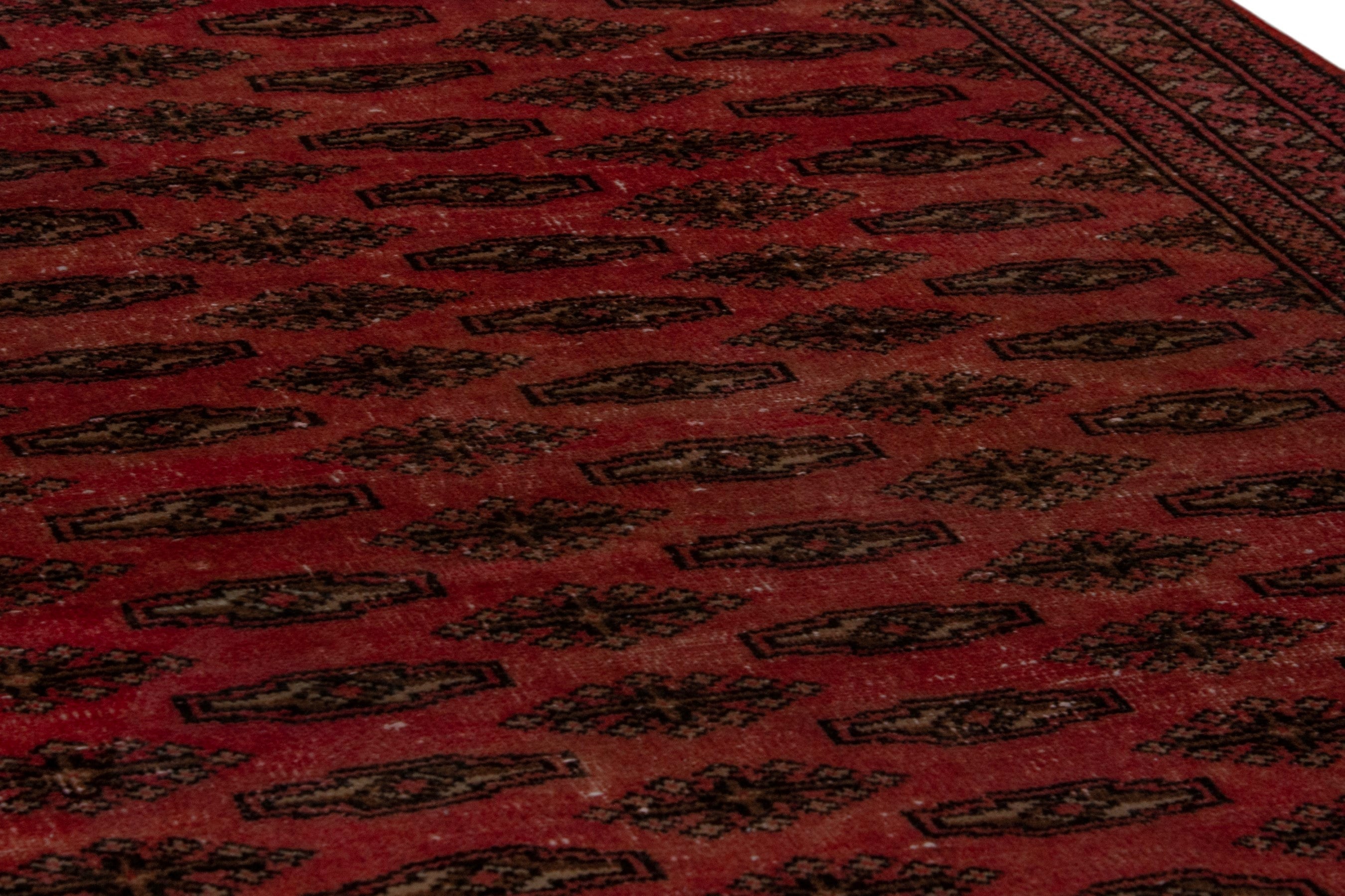 Persian Torkaman accent rug in deep red and dark brown, view 10 of 17