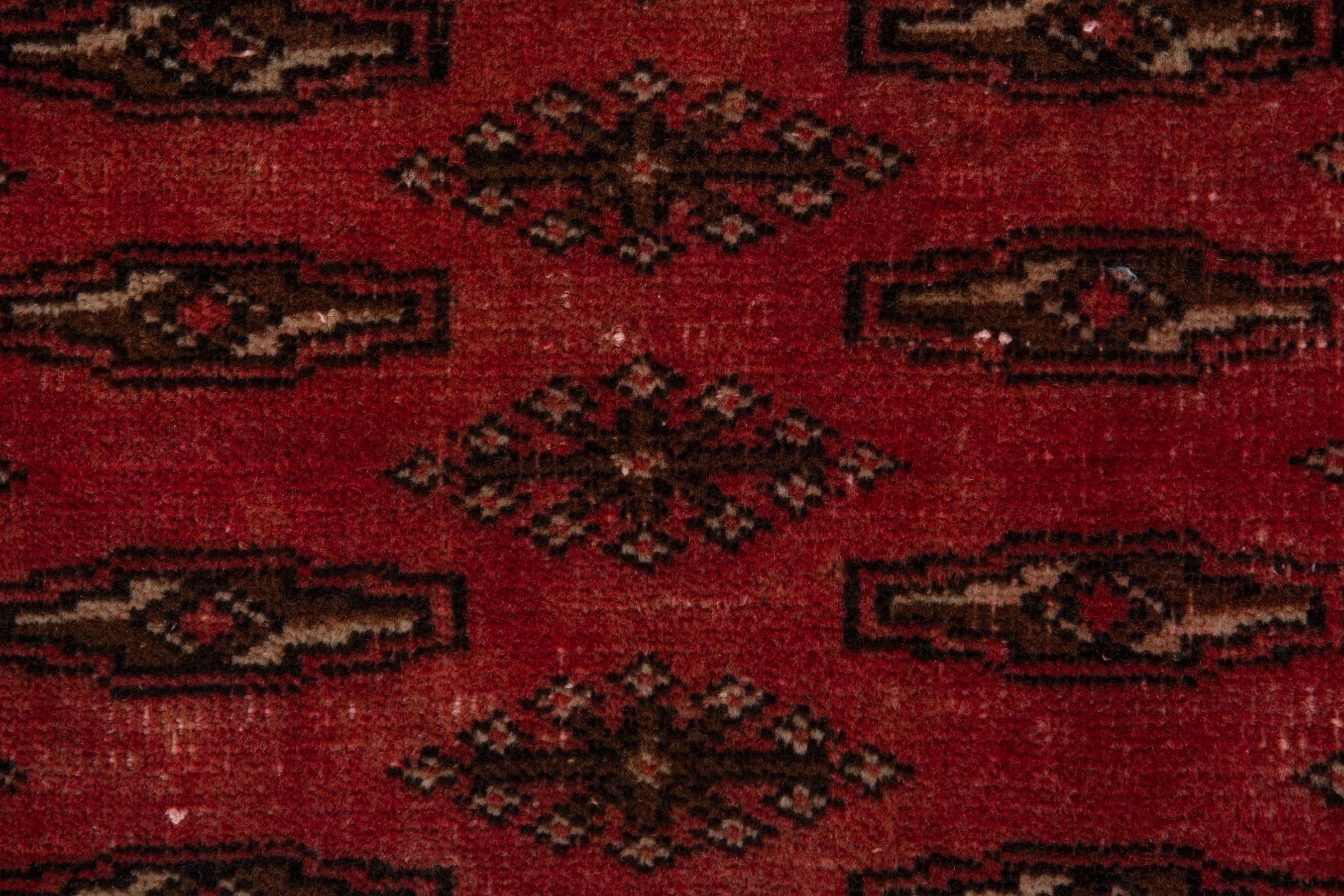 Persian Torkaman accent rug in deep red and dark brown, view 11 of 17