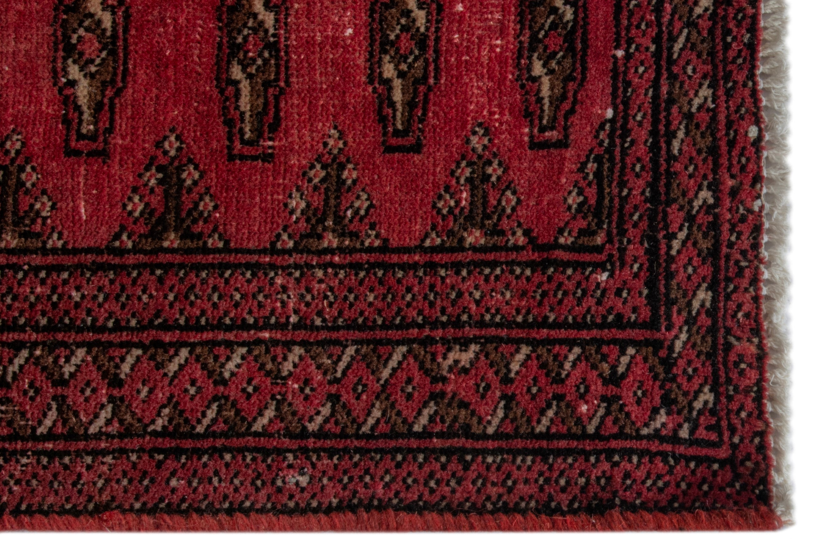 Persian Torkaman accent rug in deep red and dark brown, view 5 of 17