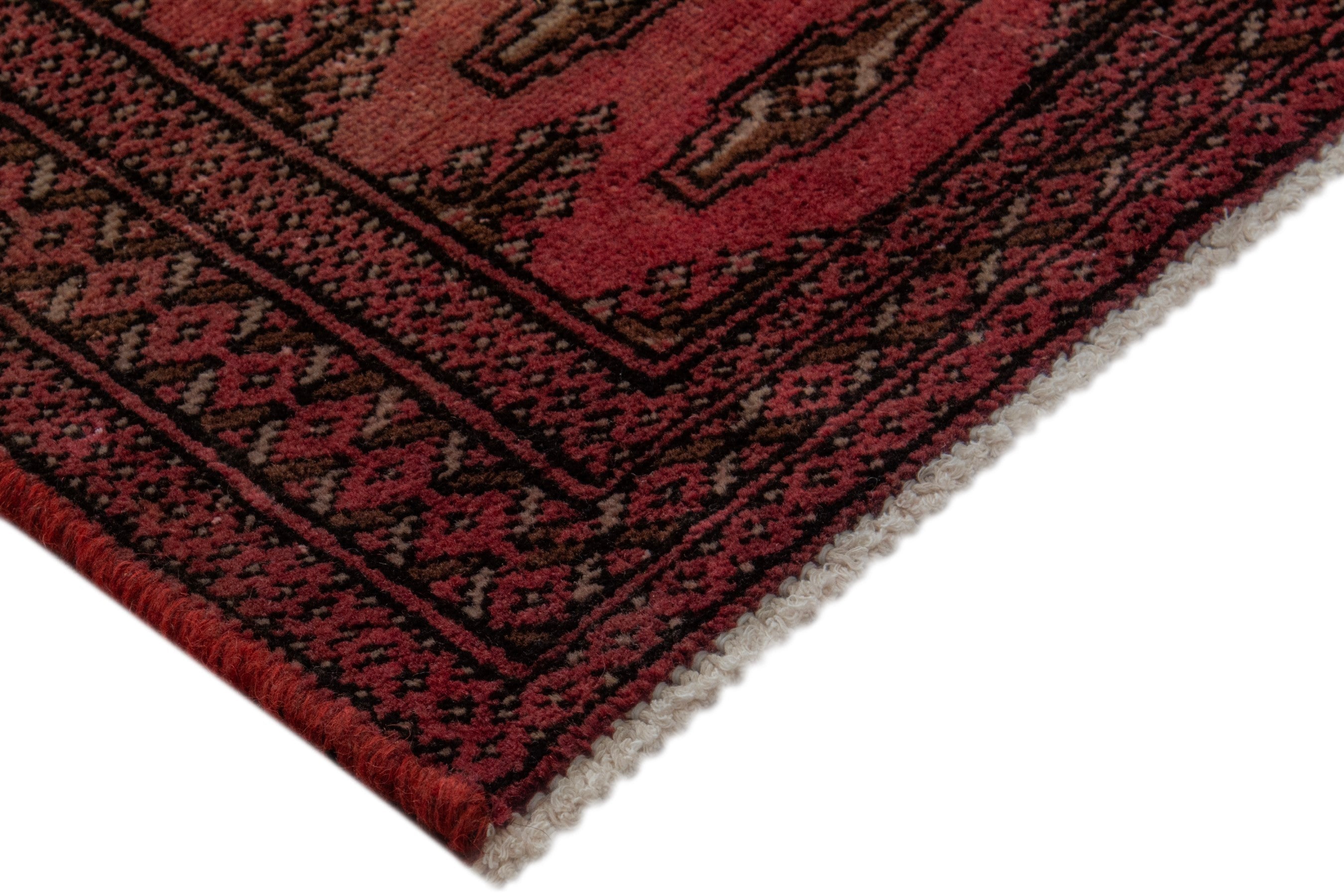 Persian Torkaman accent rug in deep red and dark brown, view 6 of 17